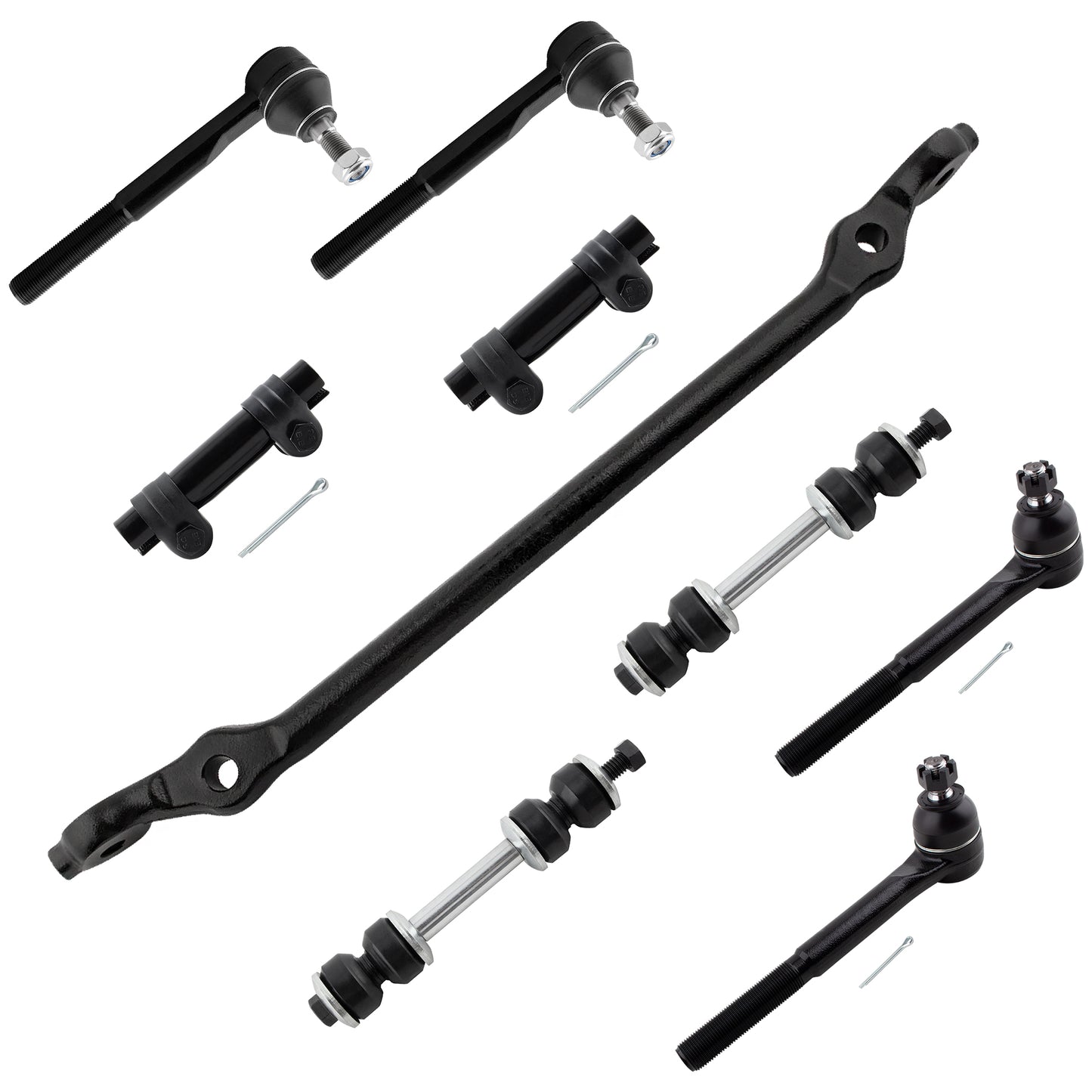 BOXI 9pc Tierod End Drag Center Link Adjustment Sleeve Sway Bar Stabilizer Set Fits for Chevrolet