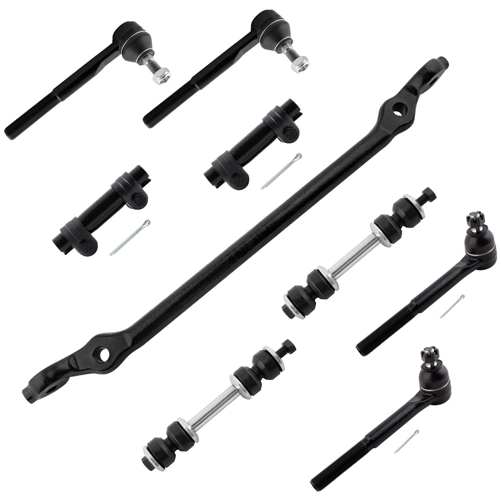 BOXI 9pc Tierod End Drag Center Link Adjustment Sleeve Sway Bar Stabilizer Set Fits for Chevrolet