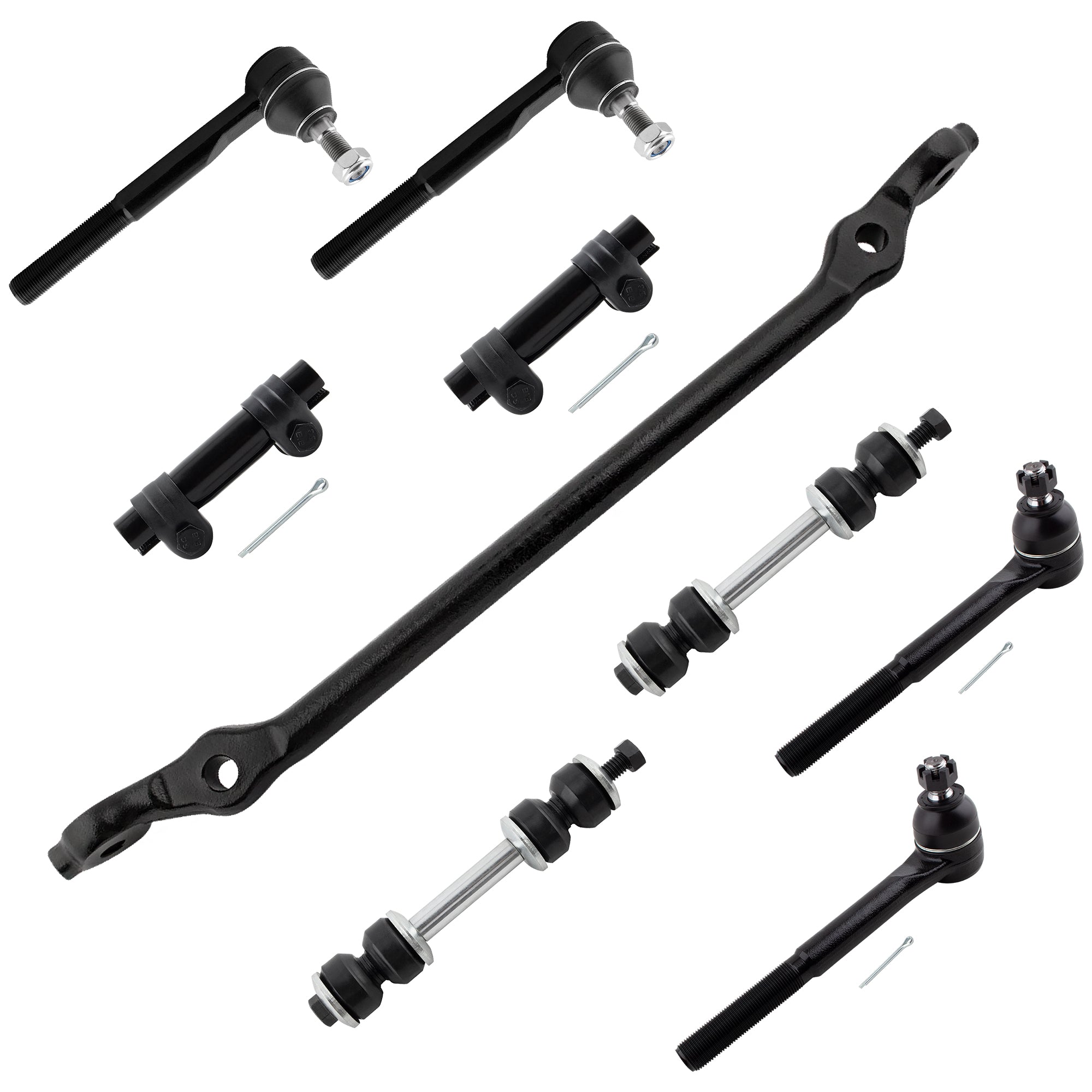 BOXI 9pc Tierod End Drag Center Link Adjustment Sleeve Sway Bar Stabilizer Set Fits for Chevrolet