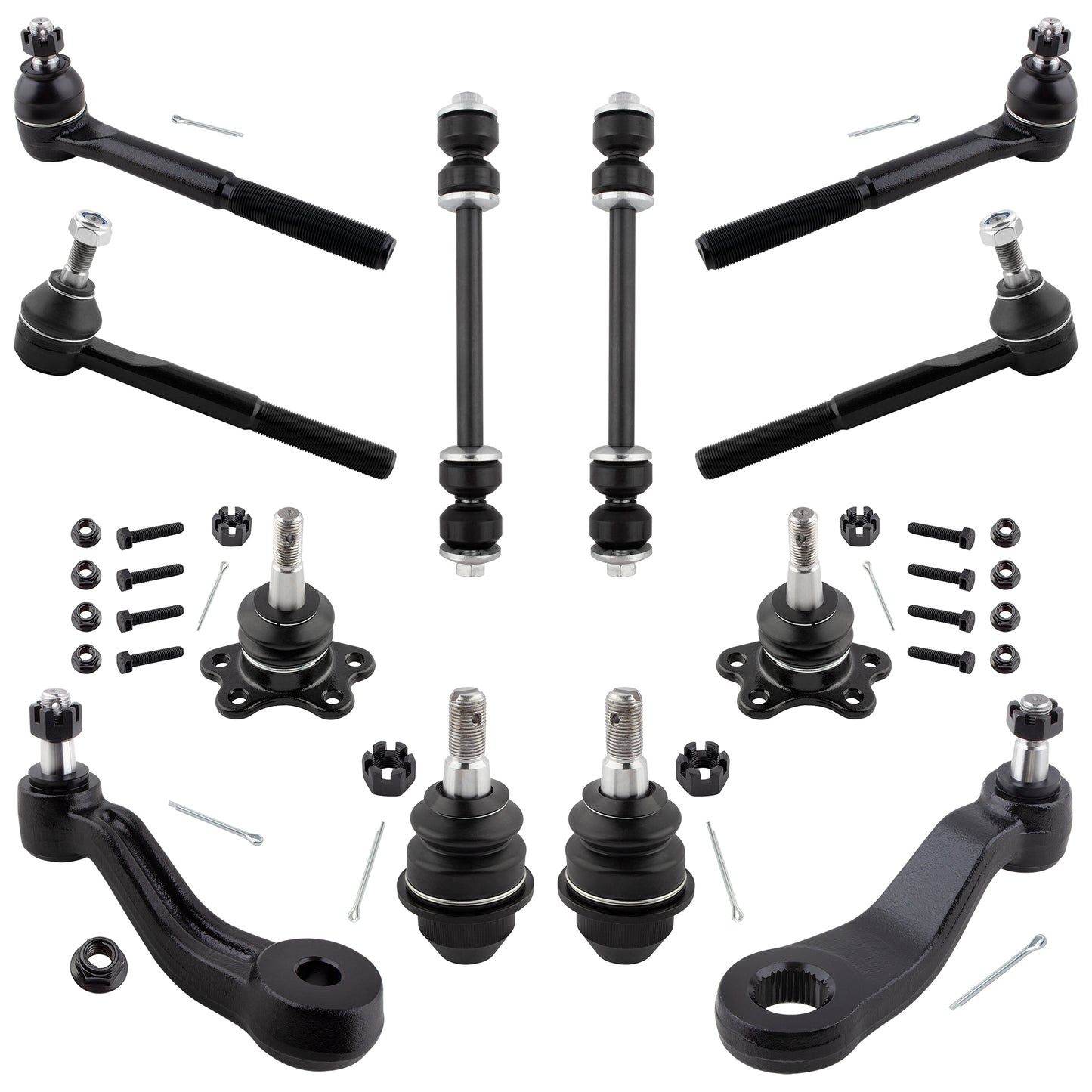 BOXI (Set of 12) Front Ball Joints Tie Rods Sway Bars Idler Pitman Arm Kit Fits for Chevrolet