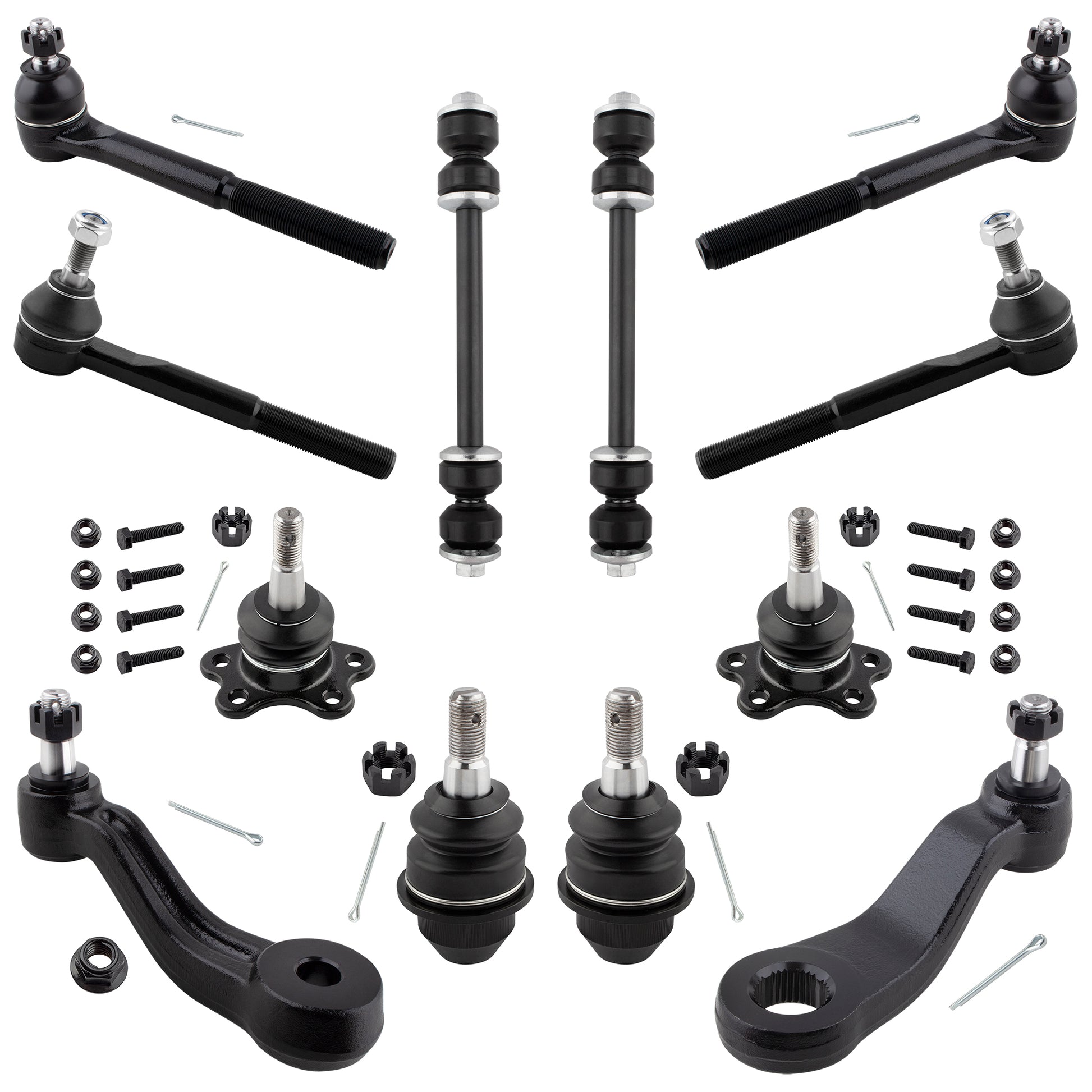 BOXI (Set of 12) Front Ball Joints Tie Rods Sway Bars Idler Pitman Arm Kit Fits for Chevrolet