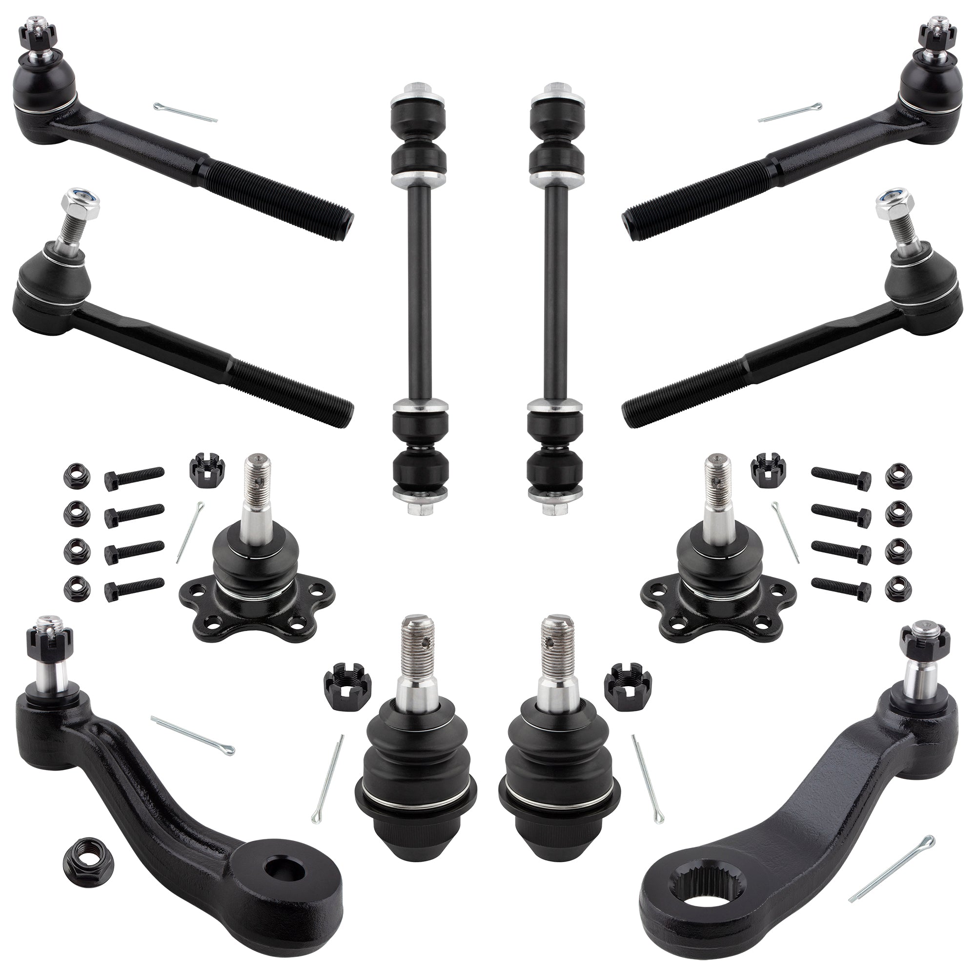 BOXI (Set of 12) Front Ball Joints Tie Rods Sway Bars Idler Pitman Arm Kit Fits for Chevrolet