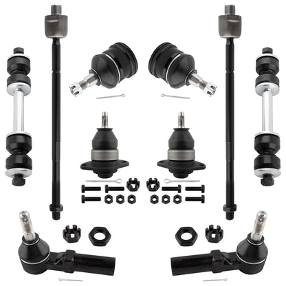 BOXI (Set of 10) Front Upper Lower Ball Joints Inner Outer Tie Rods Sway Bar End Links Kit Fits