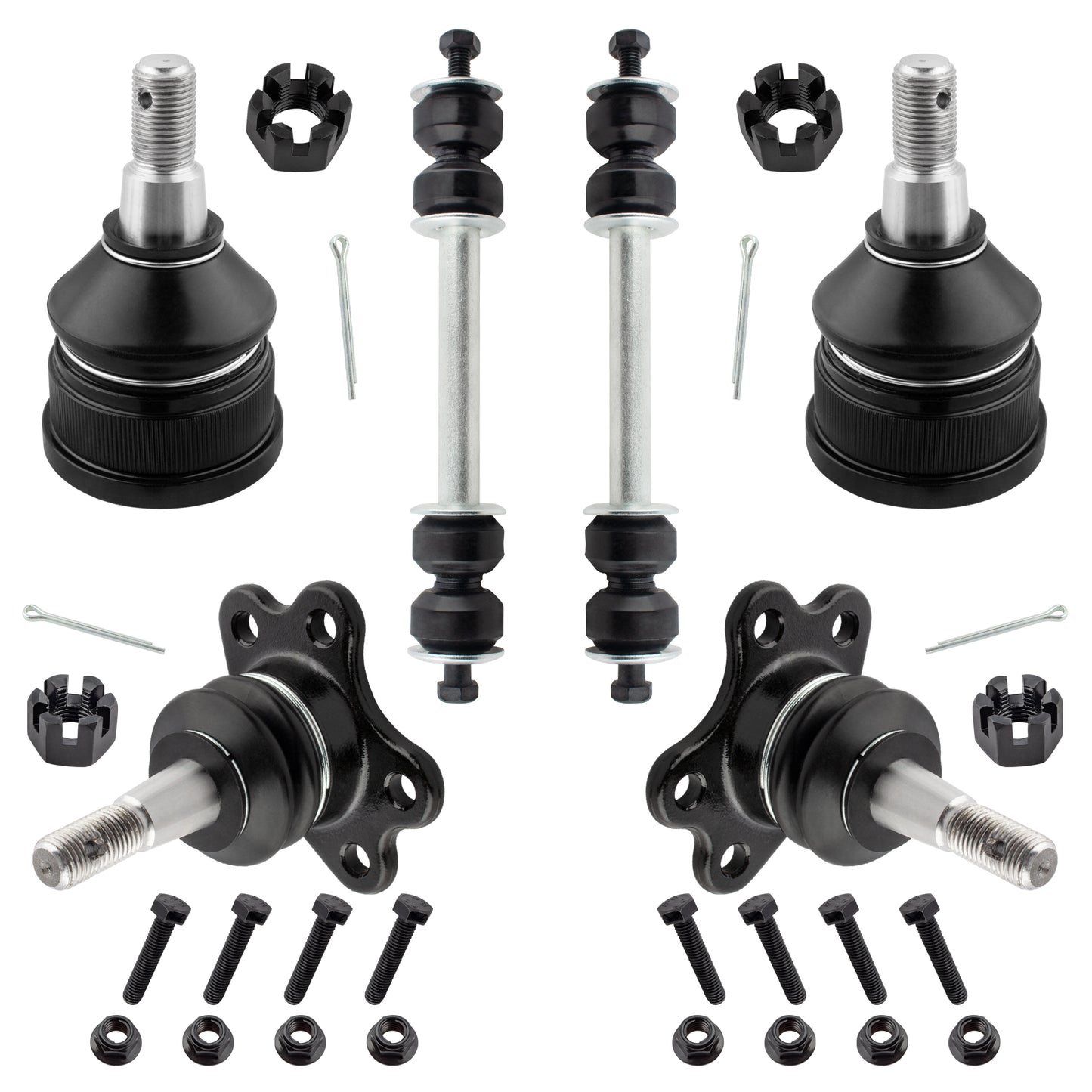 BOXI 6pc Front Upper Lower Ball Joints Sway Bar Links Fit for Chevrolet Express 1500