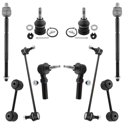 BOXI (Set of 10) Front & Rear Sway Bar Links Inner Outer Tie Rod Ends Lower Ball Joints Fit