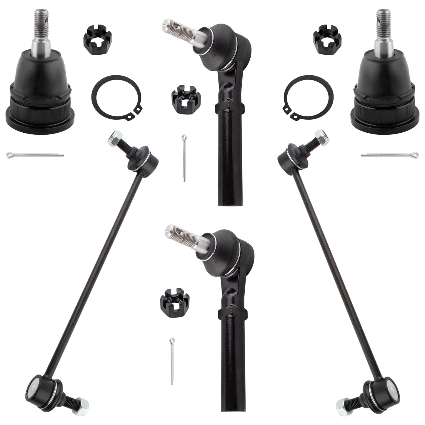 BOXI 6pcs Sway Bar Outer Tie Rod Lower Ball Joint Fit for Chrysler Town & Country 2008-2016