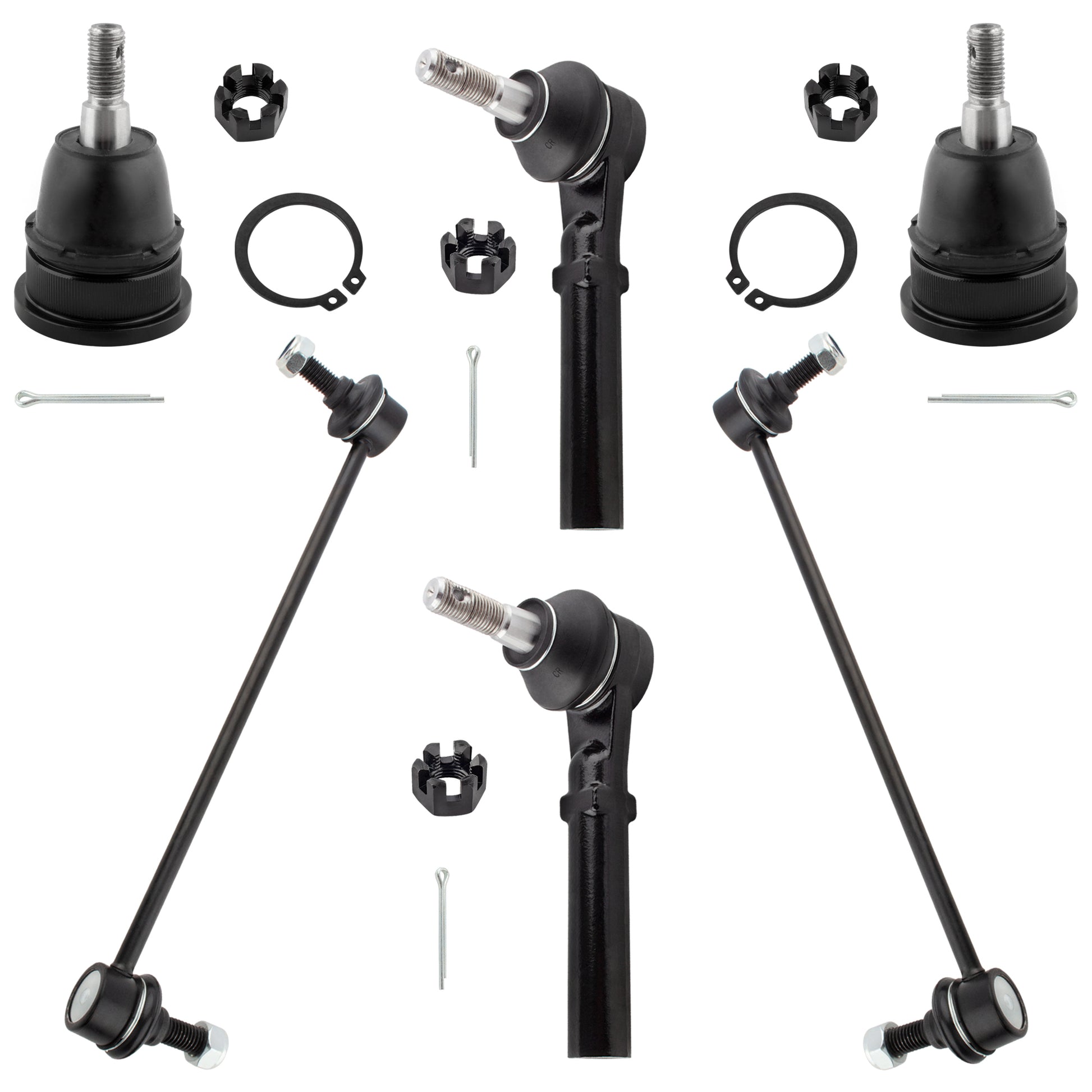 BOXI 6pcs Sway Bar Outer Tie Rod Lower Ball Joint Fit for Chrysler Town & Country 2008-2016