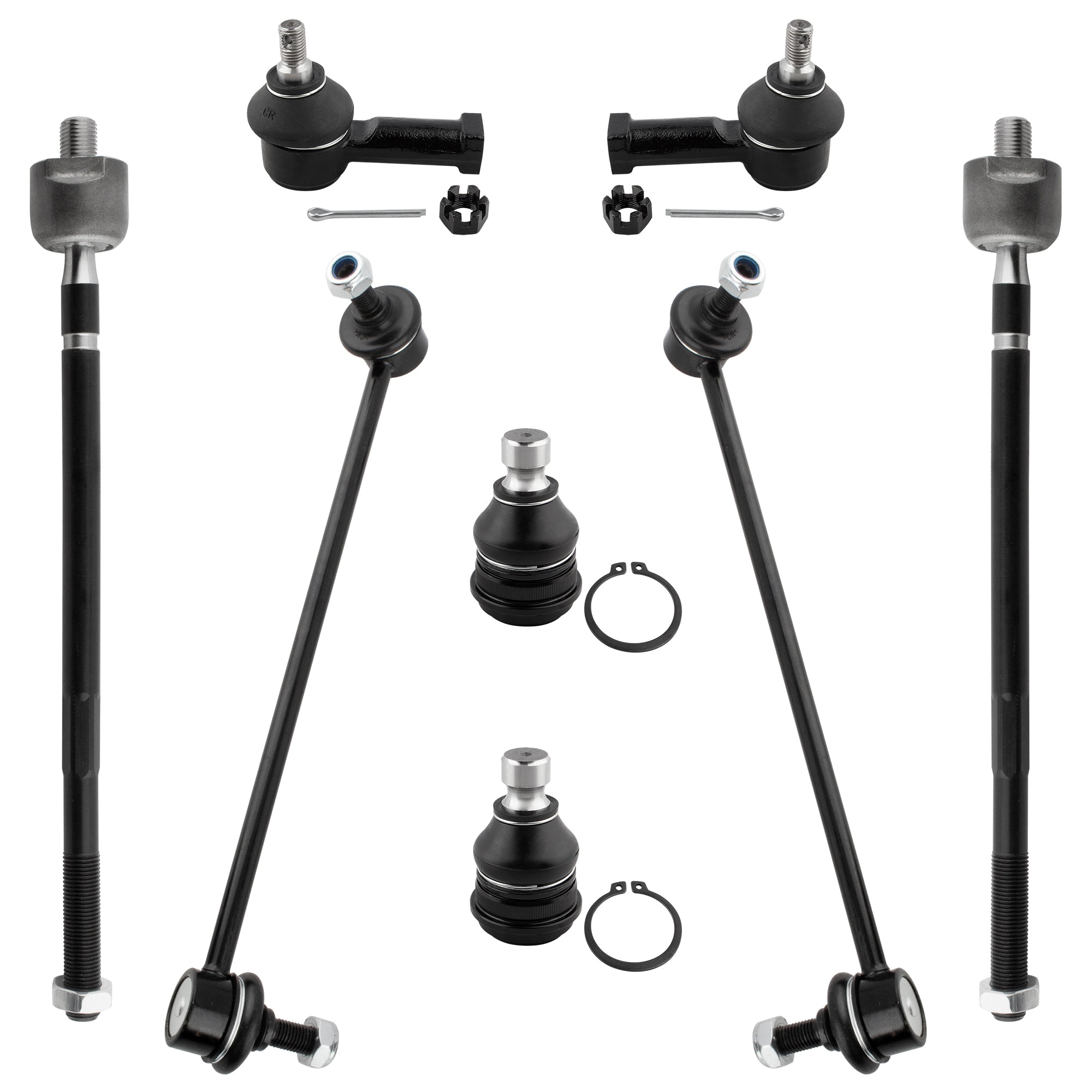 BOXI (Set of 8) Front Inner & Outer Tie Rods + Lower Ball Joints + Sway Bars Fit for Chrysler