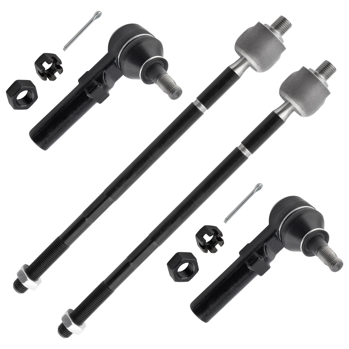 BOXI (Set of 4) Front Inner & Outer Tie Rods Fit for Chrysler Grand Voyager 2000 Town & Country