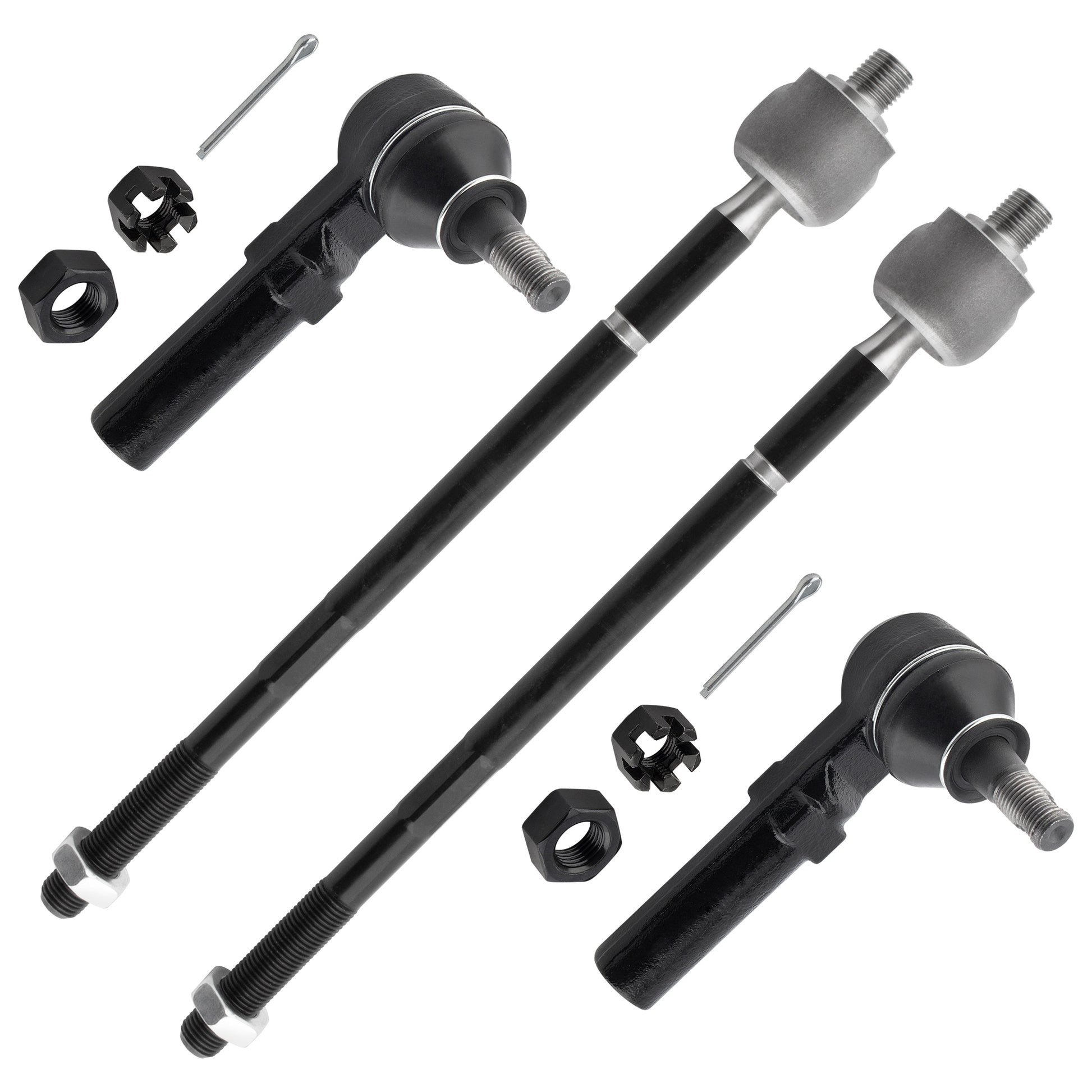 BOXI (Set of 4) Front Inner & Outer Tie Rods Fit for Chrysler Grand Voyager 2000 Town & Country