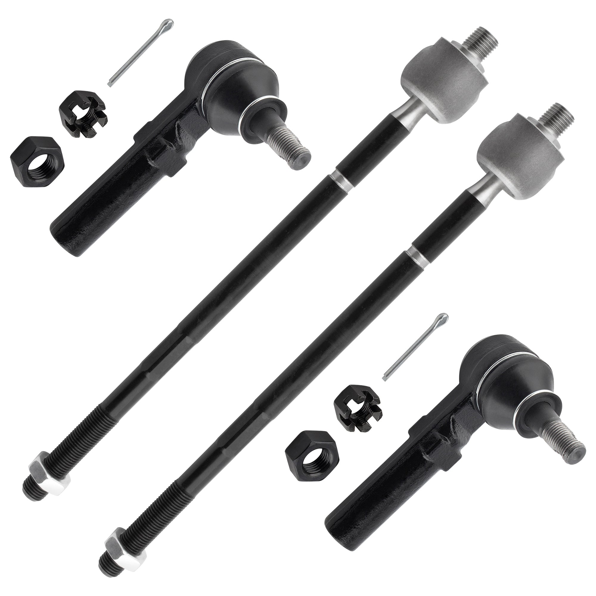 BOXI (Set of 4) Front Inner & Outer Tie Rods Fit for Chrysler Grand Voyager 2000 Town & Country
