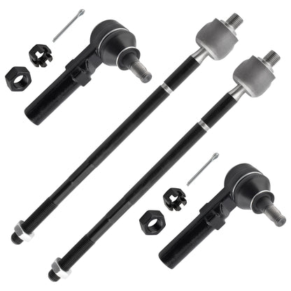 BOXI (Set of 4) Front Inner & Outer Tie Rods Fit for Chrysler Grand Voyager 2000 Town & Country