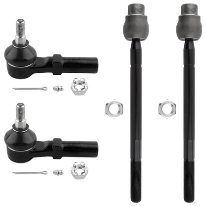 BOXI (Set of 4) Front Inner & Outer Tie Rods Driver & Passenger Fit for Chrysler Aspen 2007 2008