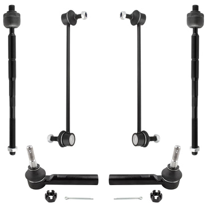 BOXI (Set of 6) Front Inner & Outer Tie Rods + Sway Bar End Links Fit for Chrysler Sebring 2007