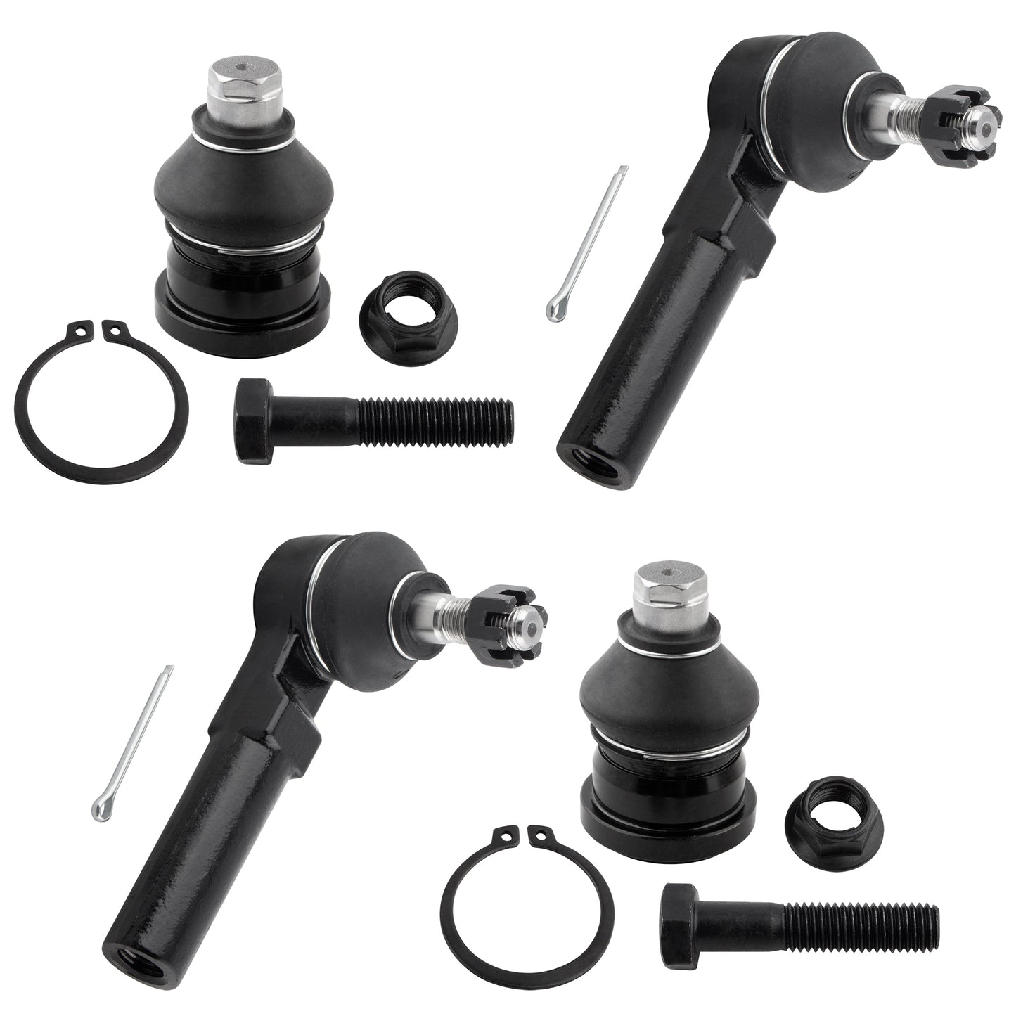 BOXI (Set of 4) Front Lower Ball Joints and Outer Tie Rod Ends Fit for Chrysler Pt Cruiser 2001