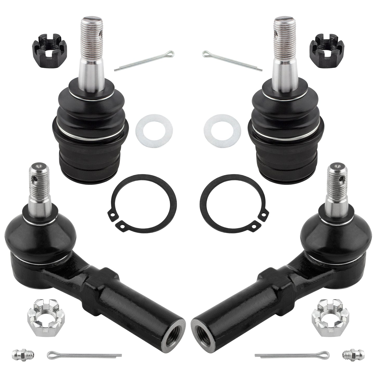 BOXI 4pc Front Lower Ball Joints + Outer Tie Rods Fit for Chrysler Aspen 2007-2009
