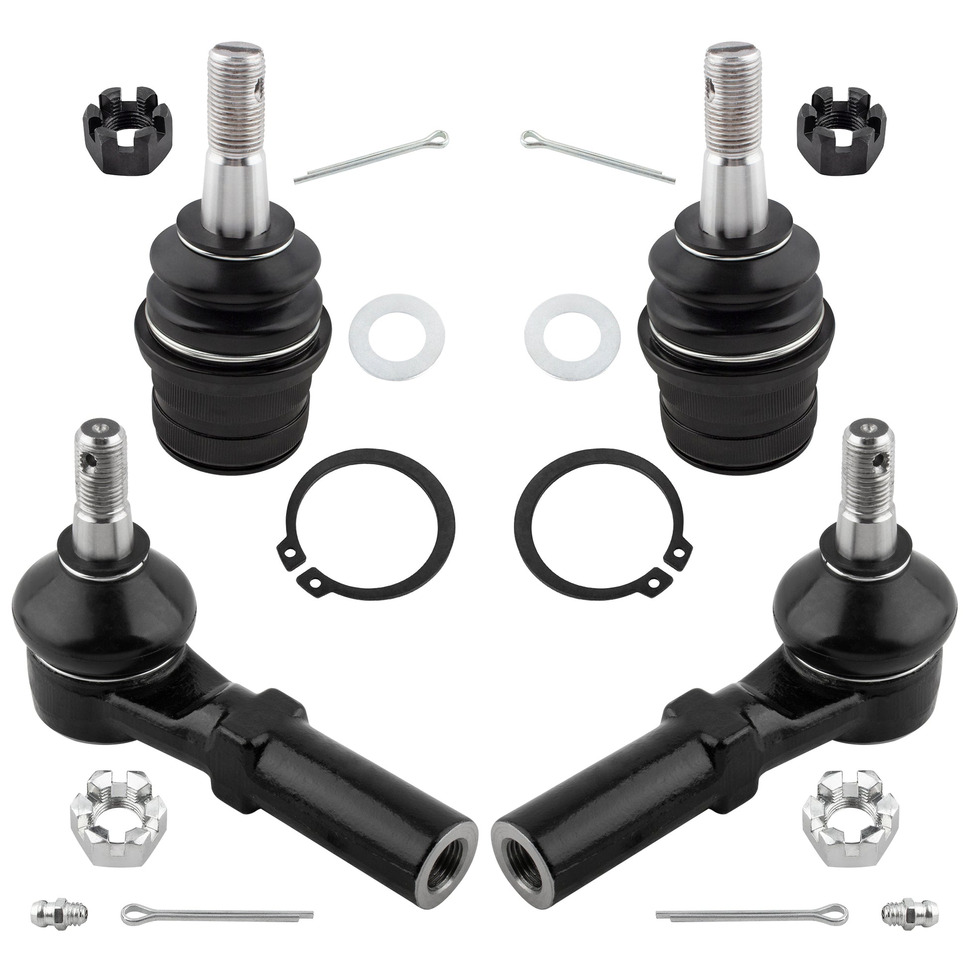 BOXI 4pc Front Lower Ball Joints + Outer Tie Rods Fit for Chrysler Aspen 2007-2009