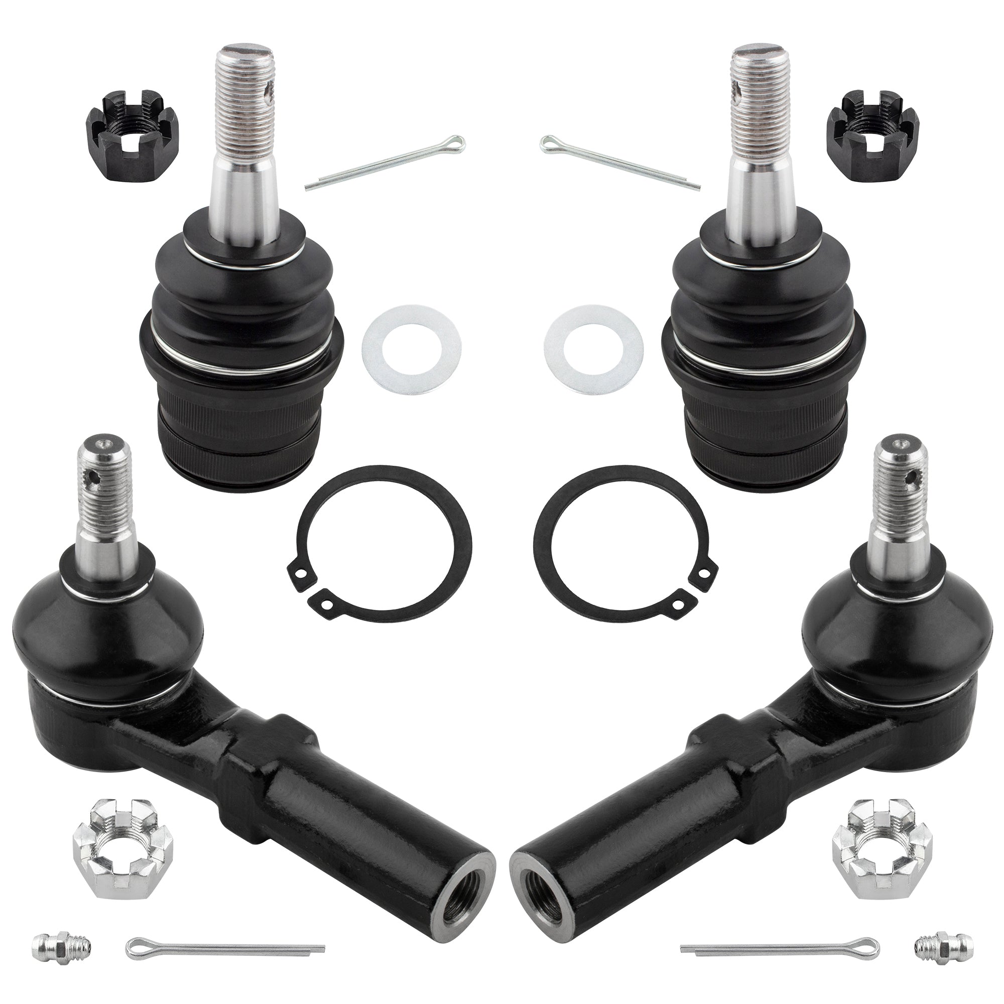 BOXI 4pc Front Lower Ball Joints + Outer Tie Rods Fit for Chrysler Aspen 2007-2009