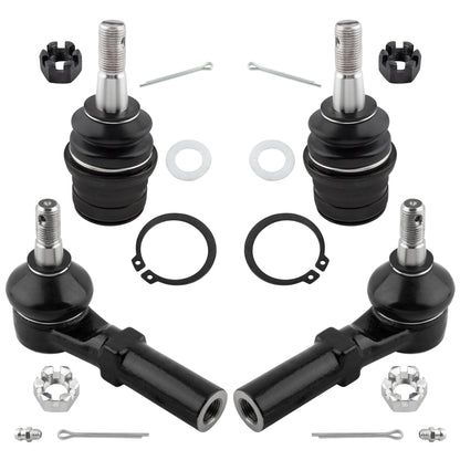 BOXI 4pc Front Lower Ball Joints + Outer Tie Rods Fit for Chrysler Aspen 2007-2009
