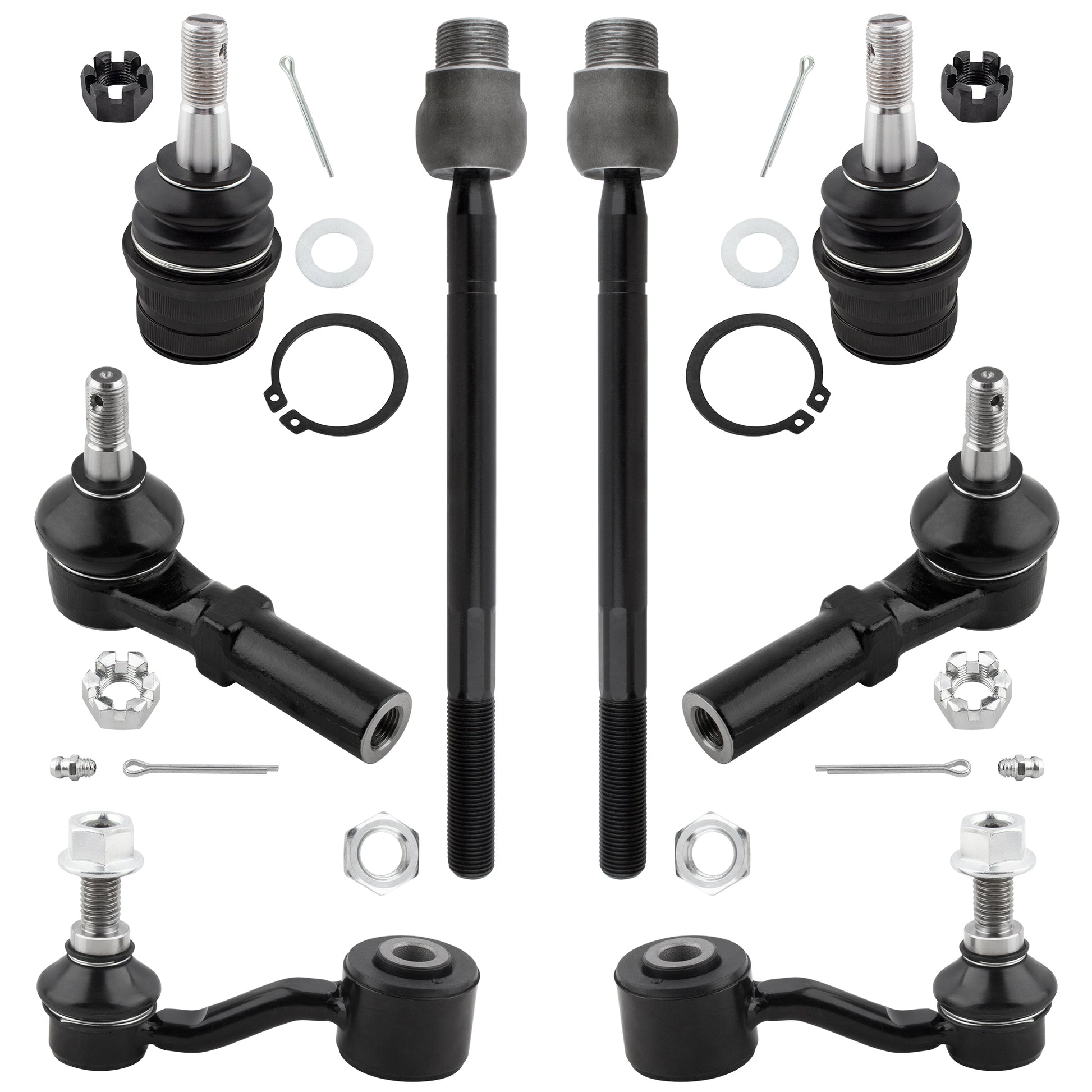 BOXI 8pc Front & Rear Sway Bars + Tierods Fit for Chrysler Aspen 2007-2009