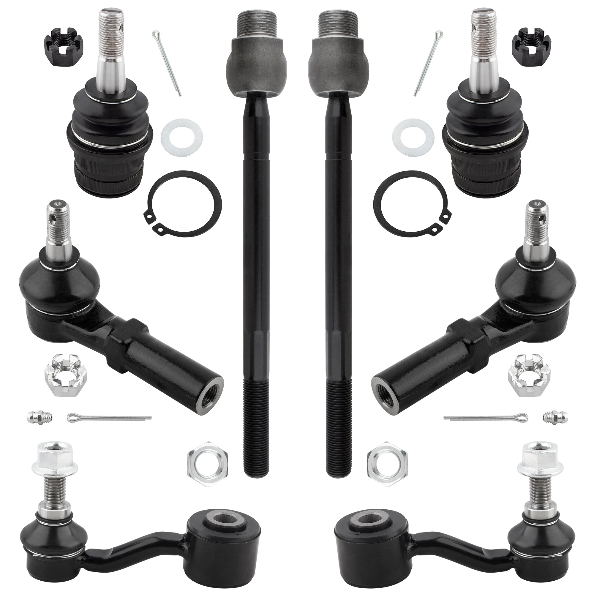 BOXI 8pc Front & Rear Sway Bars + Tierods Fit for Chrysler Aspen 2007-2009