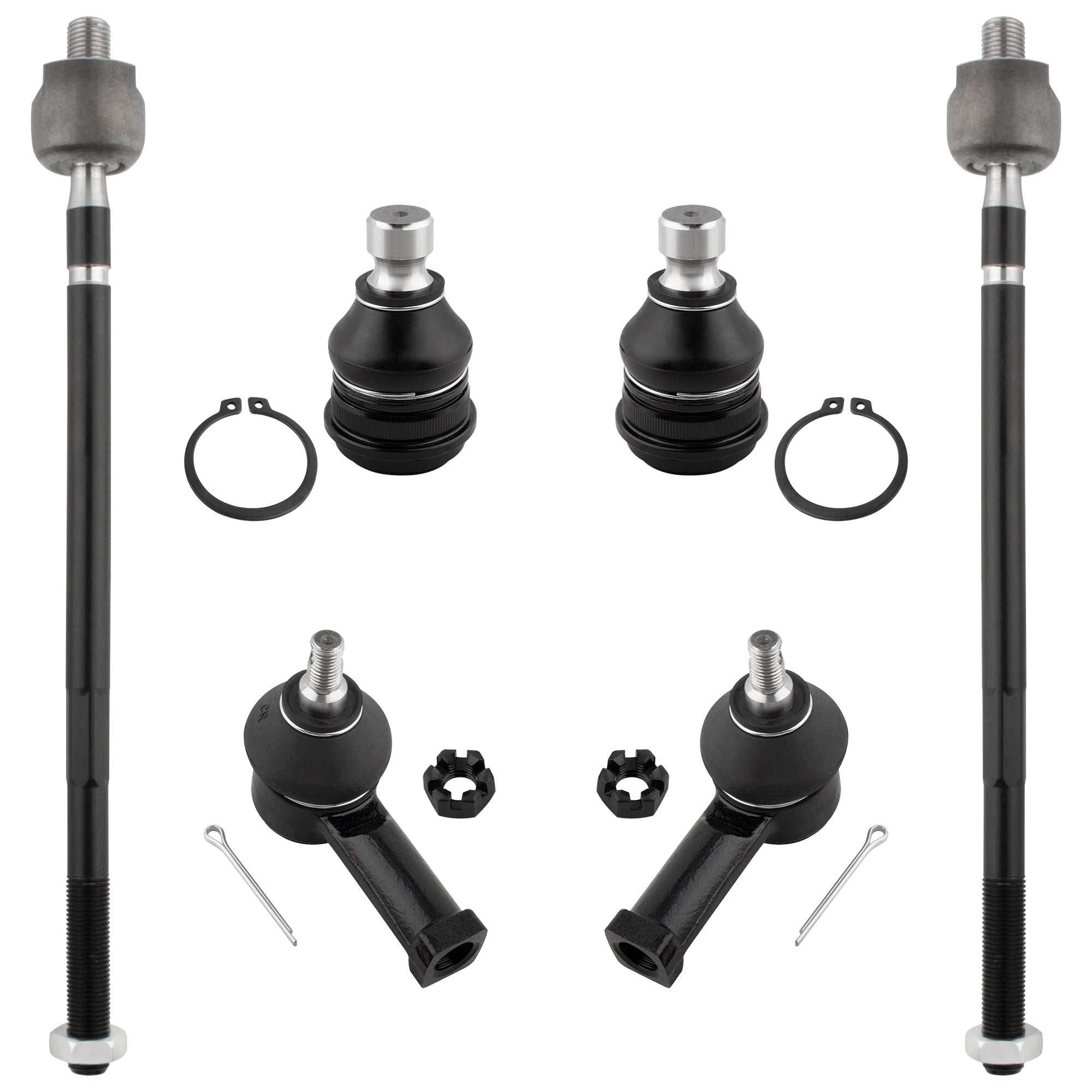 BOXI 6pc K7449 ES2347 EV457 Front Inner & Outer Tie Rod End Links + Lower Ball Joints Fit