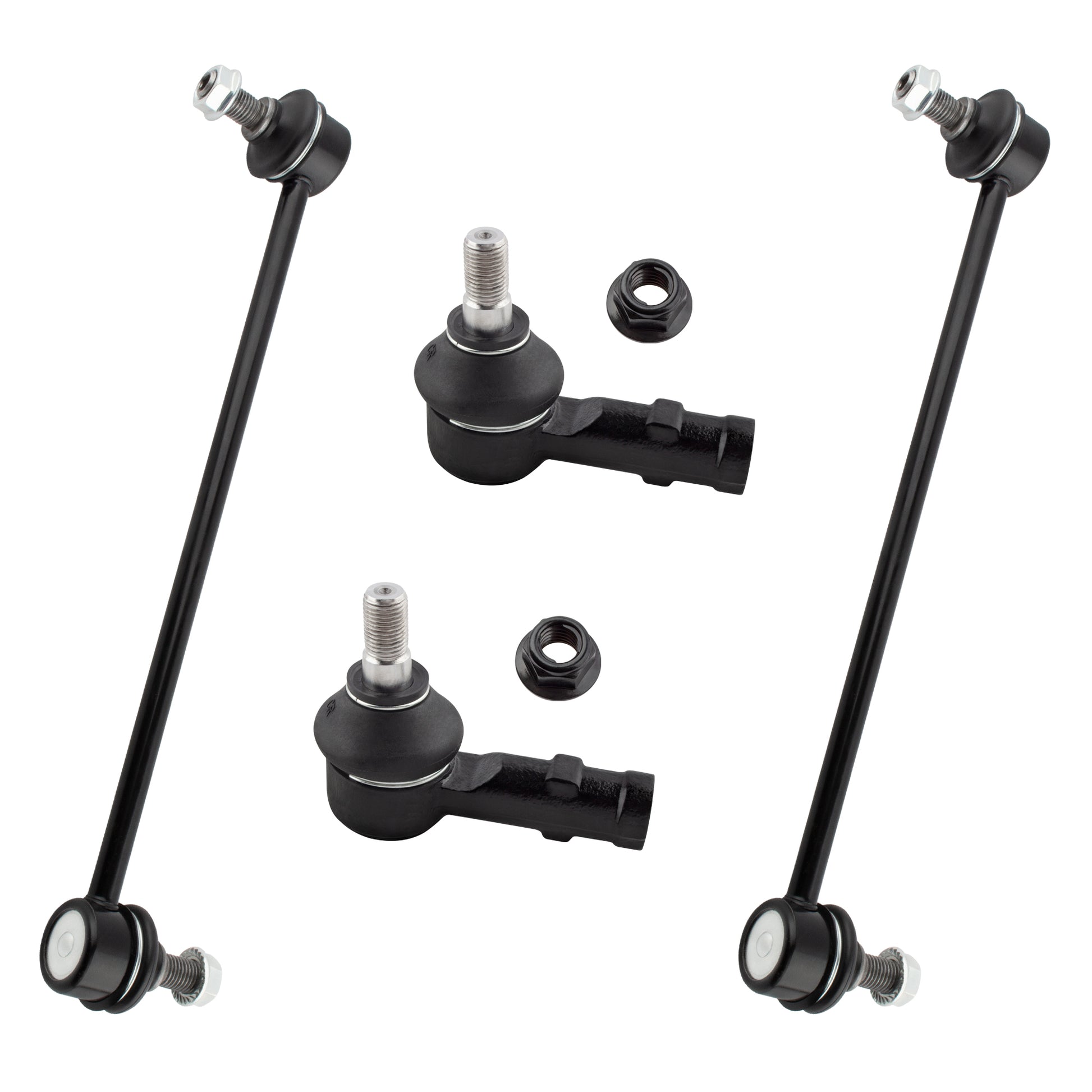 BOXI (Set of 4) 2x Front Stabilizer Sway Bar End Links + 2x Front Outer Tie Rod End Links