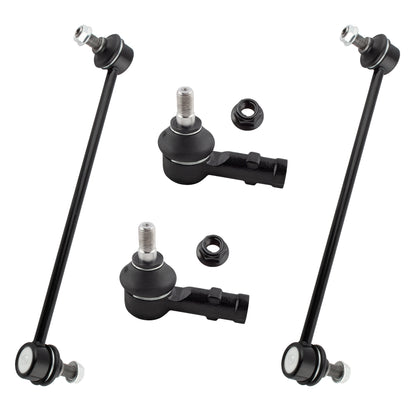 BOXI (Set of 4) 2x Front Stabilizer Sway Bar End Links + 2x Front Outer Tie Rod End Links