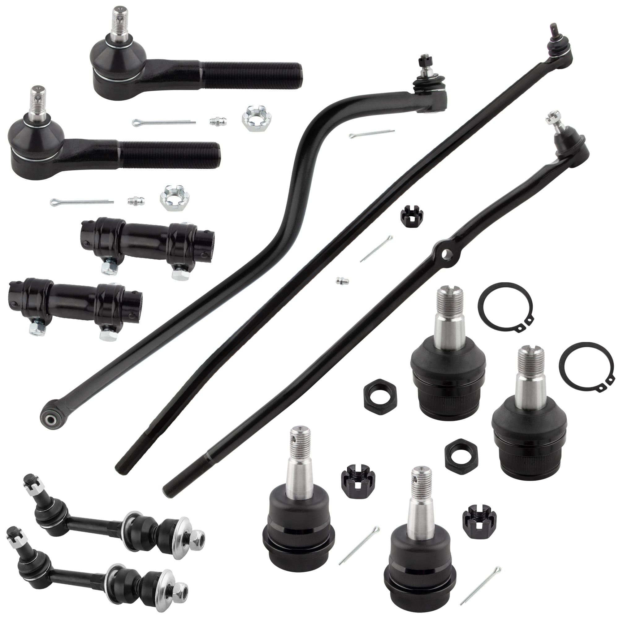 BOXI (Set of 13) Front Inner Outer Tie Rod Ends Track Bar Sway Bar Link Upper Lower Ball Joints