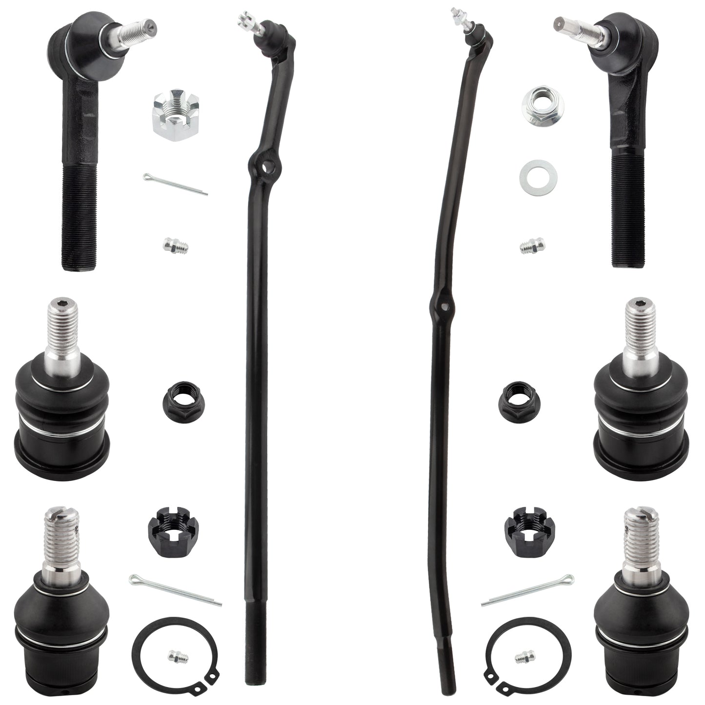 BOXI (Set of 8) Front Inner & Outer Tie Rod Ends + Upper & Lower Ball Joints Fit for Dodge Ram 1500