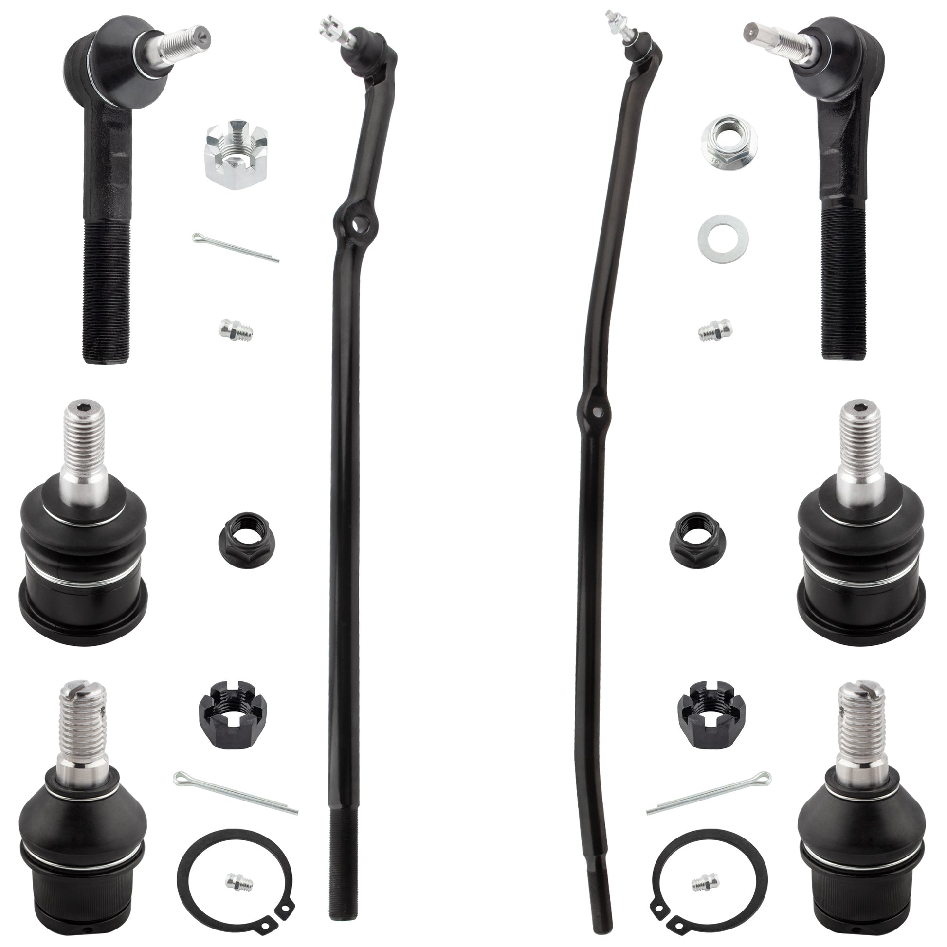 BOXI (Set of 8) Front Inner & Outer Tie Rod Ends + Upper & Lower Ball Joints Fit for Dodge Ram 1500