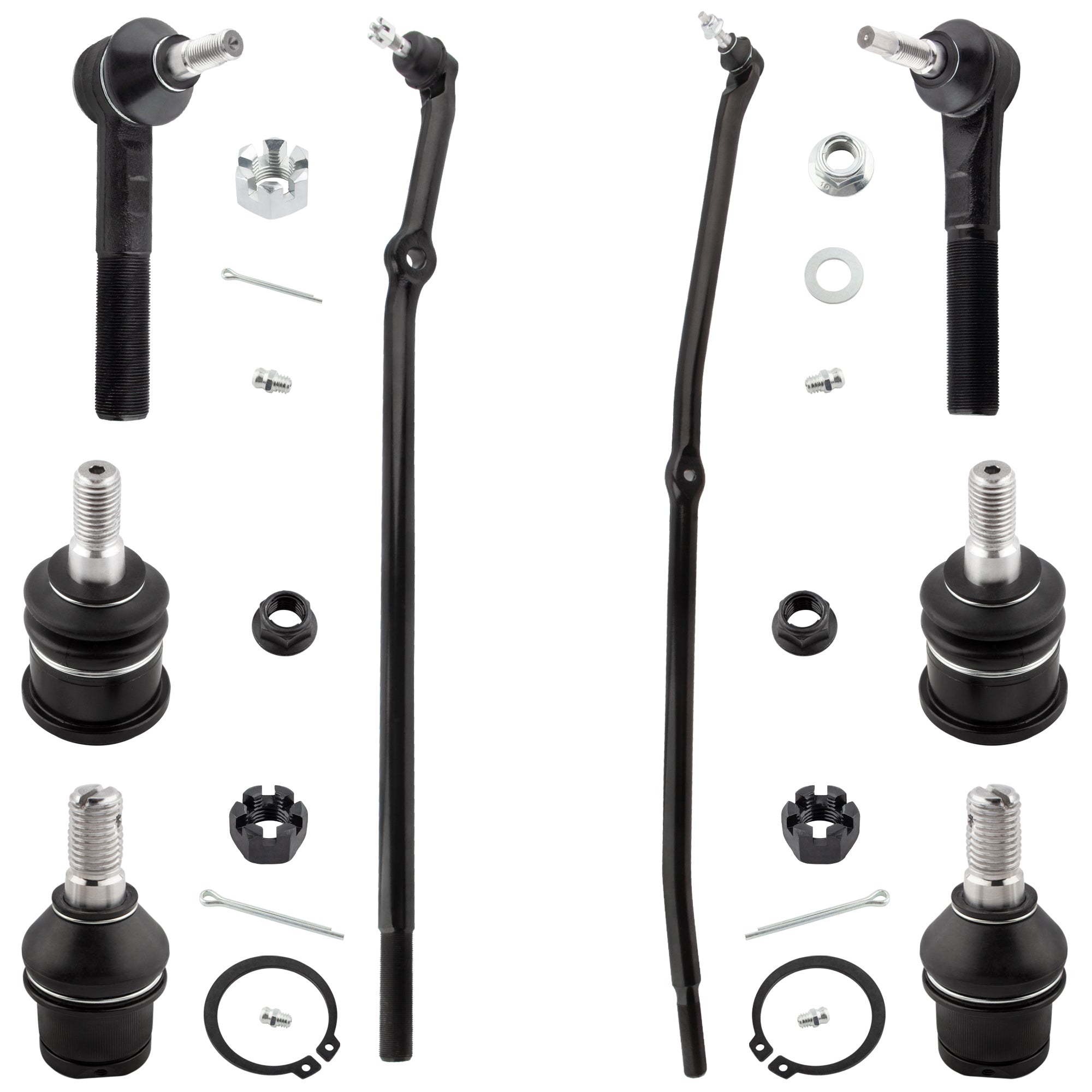 BOXI (Set of 8) Front Inner & Outer Tie Rod Ends + Upper & Lower Ball Joints Fit for Dodge Ram 1500