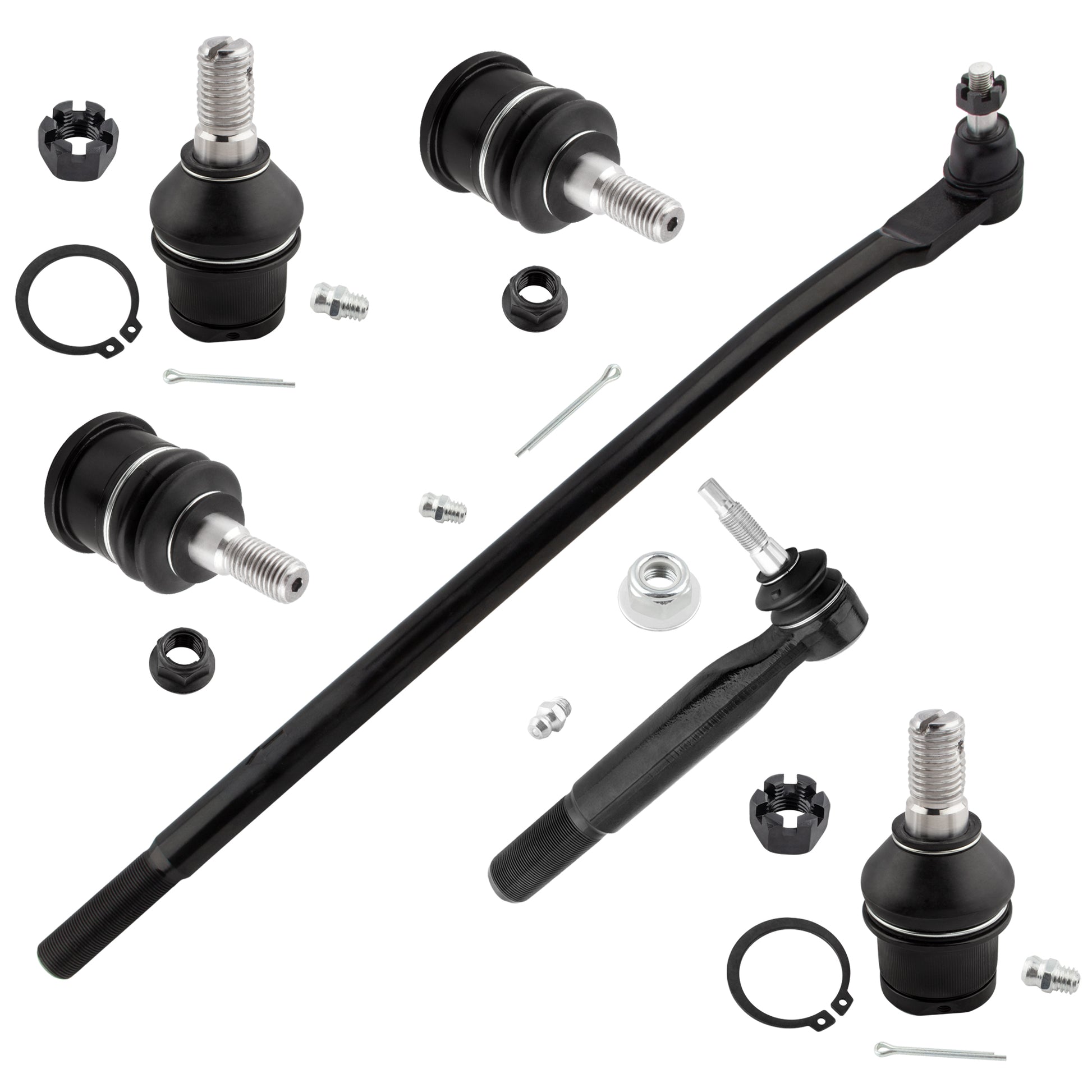 BOXI (Set of 6) Front Right Inner and Outer Tie Rod (2nd Design) Upper and Lower Ball Joints
