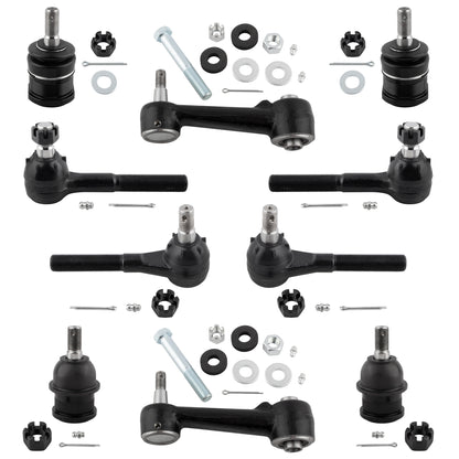 BOXI (Set of 10) Front Inner & Outer Tie Rods + Upper & Lower Ball Joints + Idler Arms Kit Fit