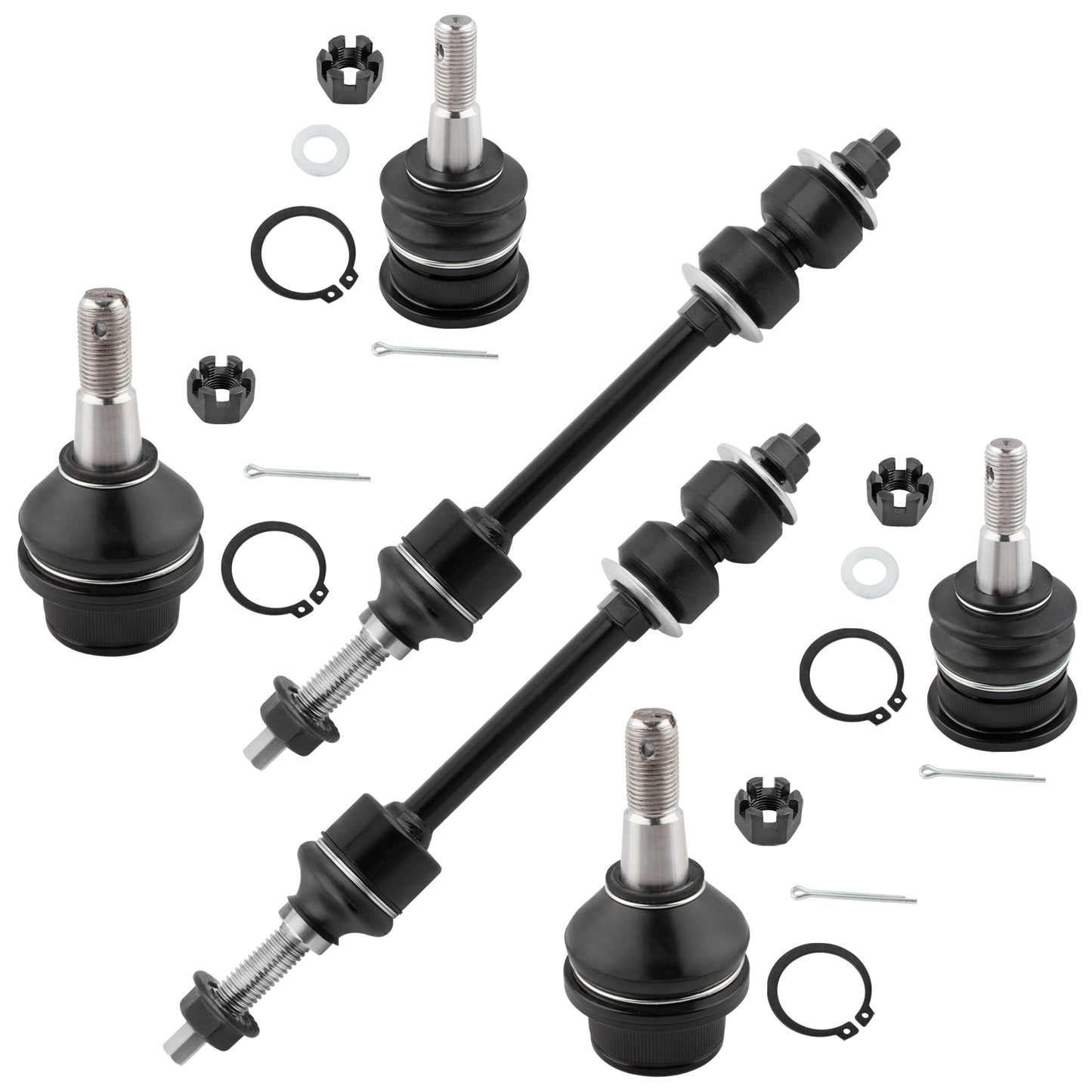 BOXI 6pcs Front Upper & Lower Ball Joints Sway Bar Links Fit for Dodge Ram 1500 2006-2010 RWD