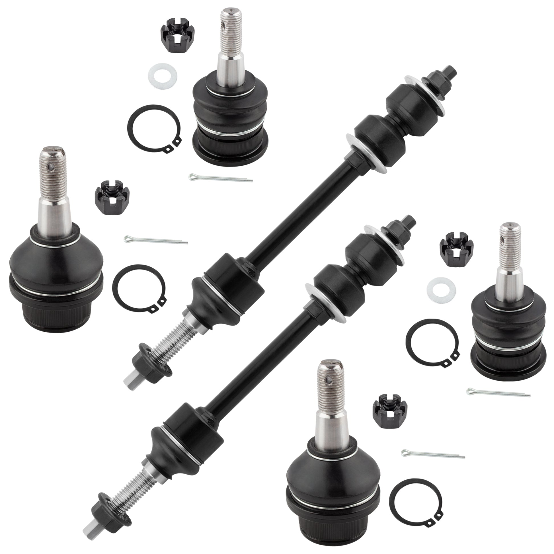 BOXI 6pcs Front Upper & Lower Ball Joints Sway Bar Links Fit for Dodge Ram 1500 2006-2010 RWD
