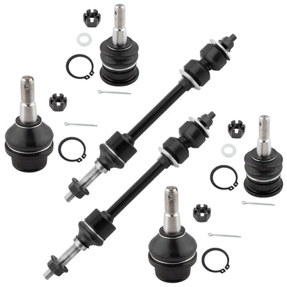 BOXI 6pcs Front Upper & Lower Ball Joints Sway Bar Links Fit for Dodge Ram 1500 2006-2010 RWD