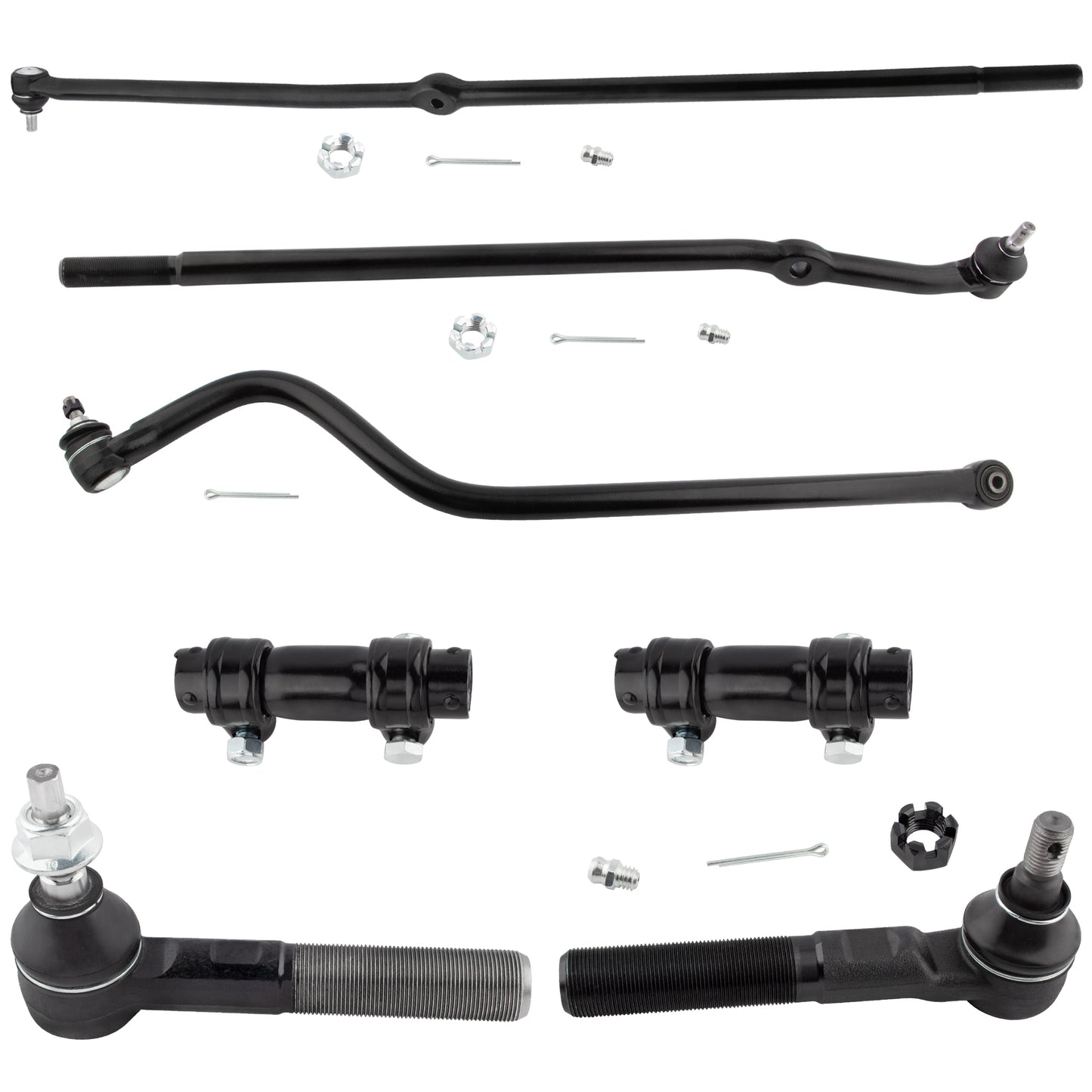 BOXI (Set of 7) 4WD Front Inner Outer Tie Rods + Adjustment Sleeves + Track Bar Fit for Dodge Ram