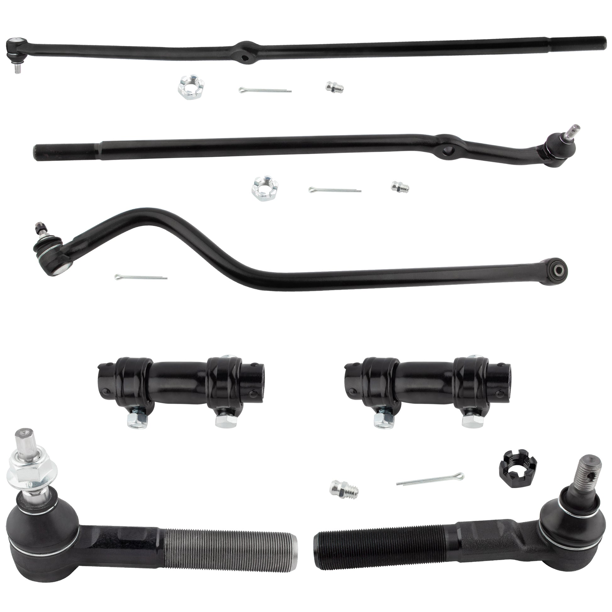 BOXI (Set of 7) 4WD Front Inner Outer Tie Rods + Adjustment Sleeves + Track Bar Fit for Dodge Ram