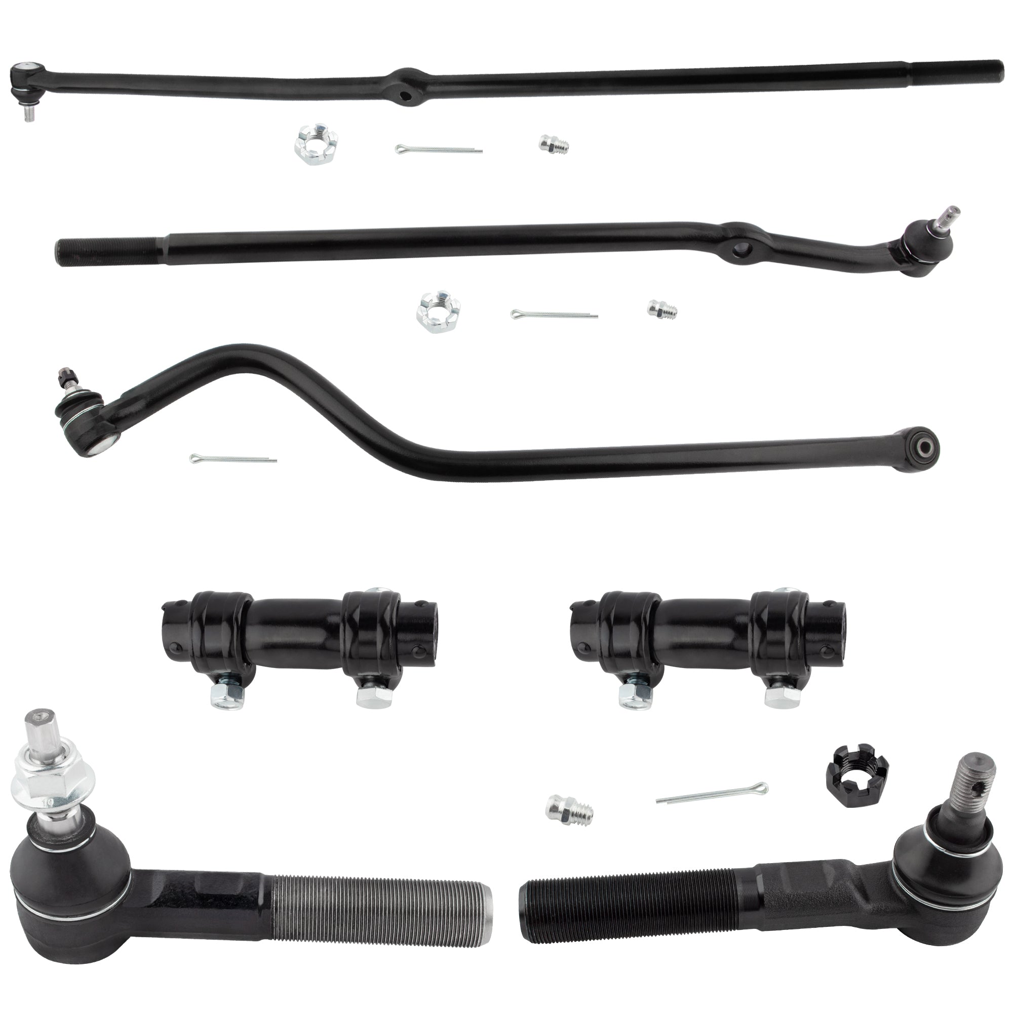 BOXI (Set of 7) 4WD Front Inner Outer Tie Rods + Adjustment Sleeves + Track Bar Fit for Dodge Ram