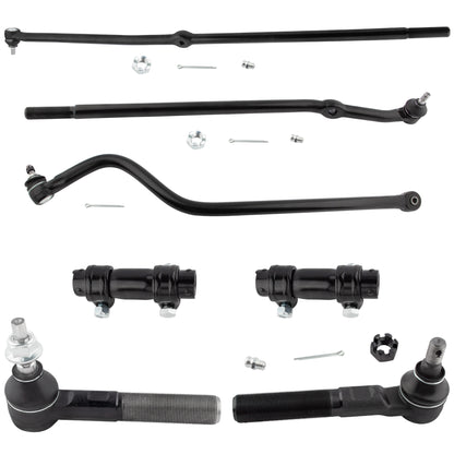 BOXI (Set of 7) 4WD Front Inner Outer Tie Rods + Adjustment Sleeves + Track Bar Fit for Dodge Ram