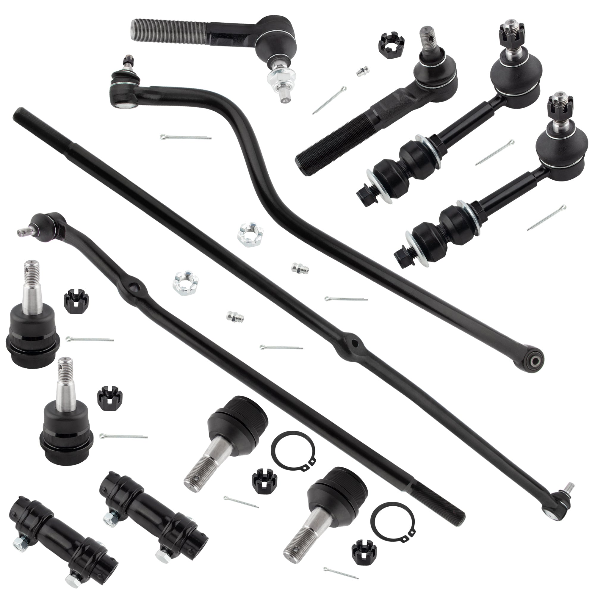 BOXI (Set of 13) 4WD Front Tie Rods + Adjustment Sleeves + Sway Bars + Ball Joints + Track Bar