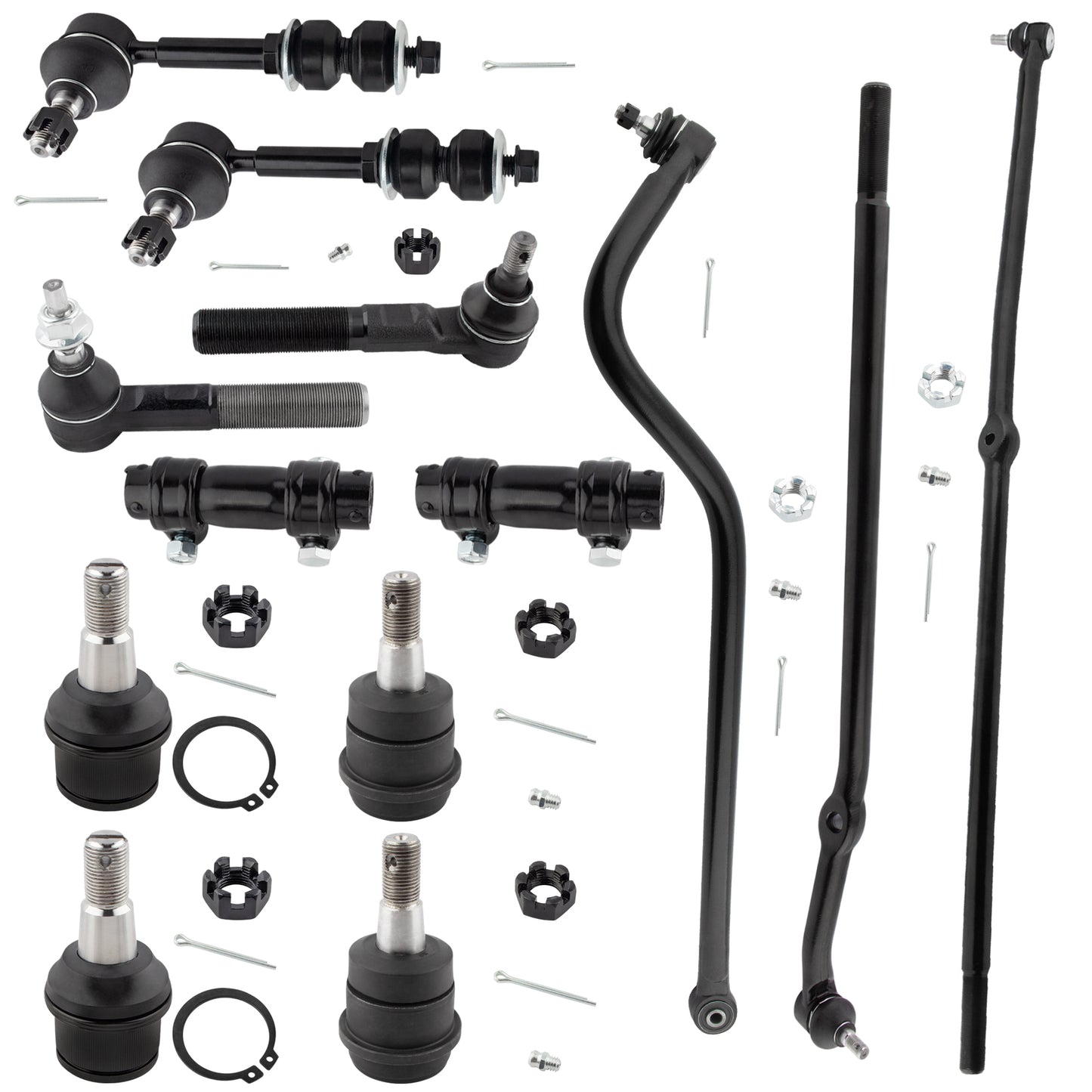 BOXI (Set of 13) Front Suspension Kit 4WD Ball Joints Tierods Sway Bars Track Bar Fit for Dodge Ram