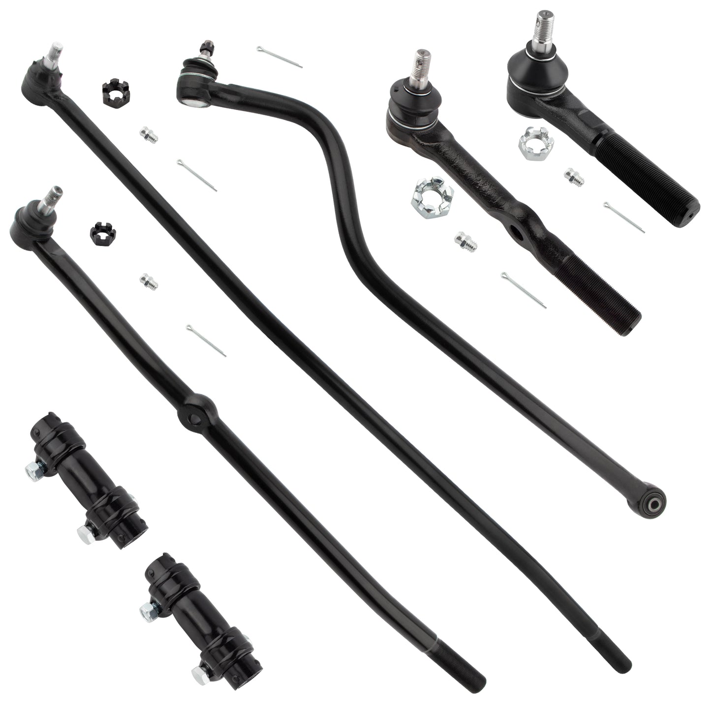 BOXI (Set of 7) Front Inner & Outer Tie Rods Track Bar Adjusting Sleeves Kit Fit for Dodge Ram 1500