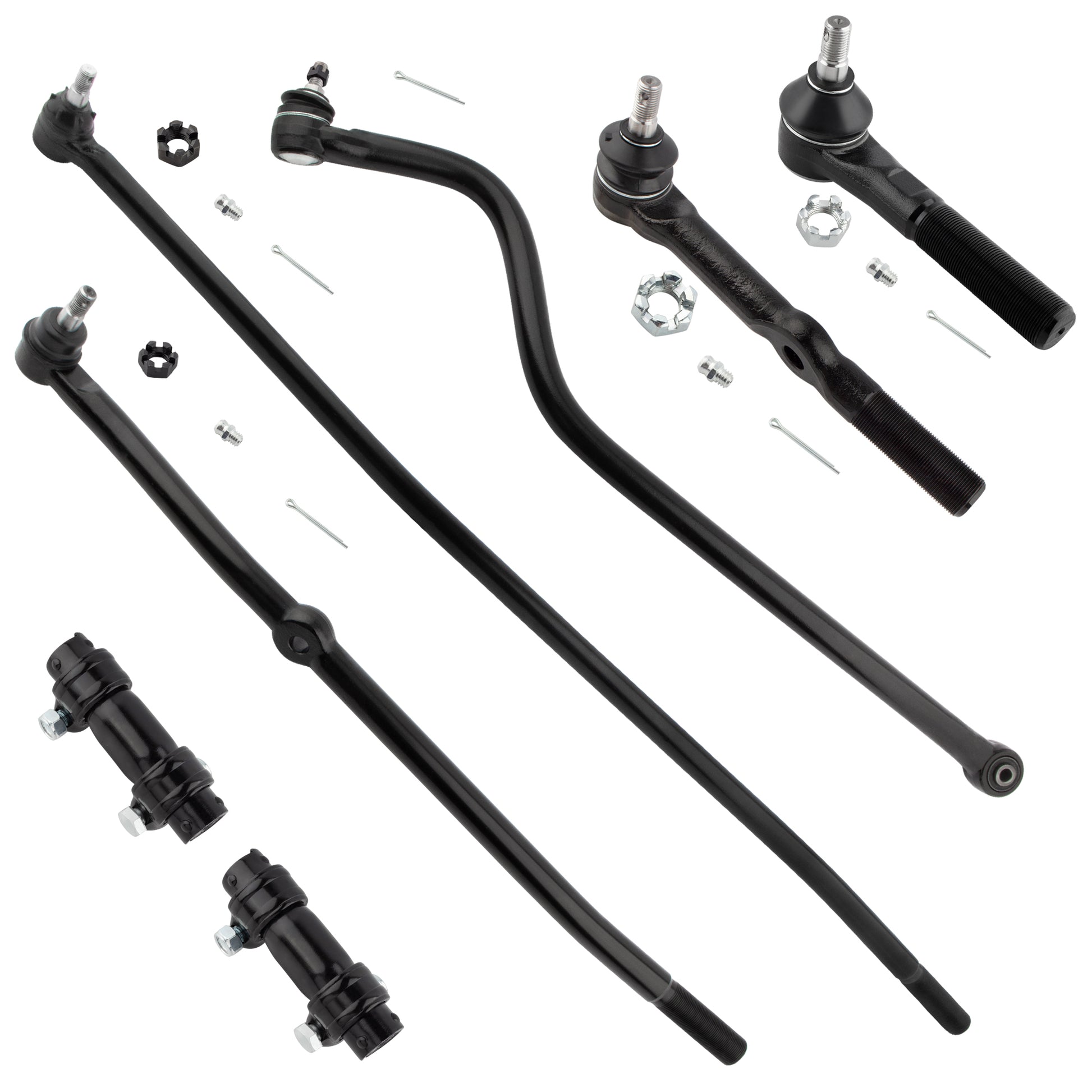 BOXI (Set of 7) Front Inner & Outer Tie Rods Track Bar Adjusting Sleeves Kit Fit for Dodge Ram 1500