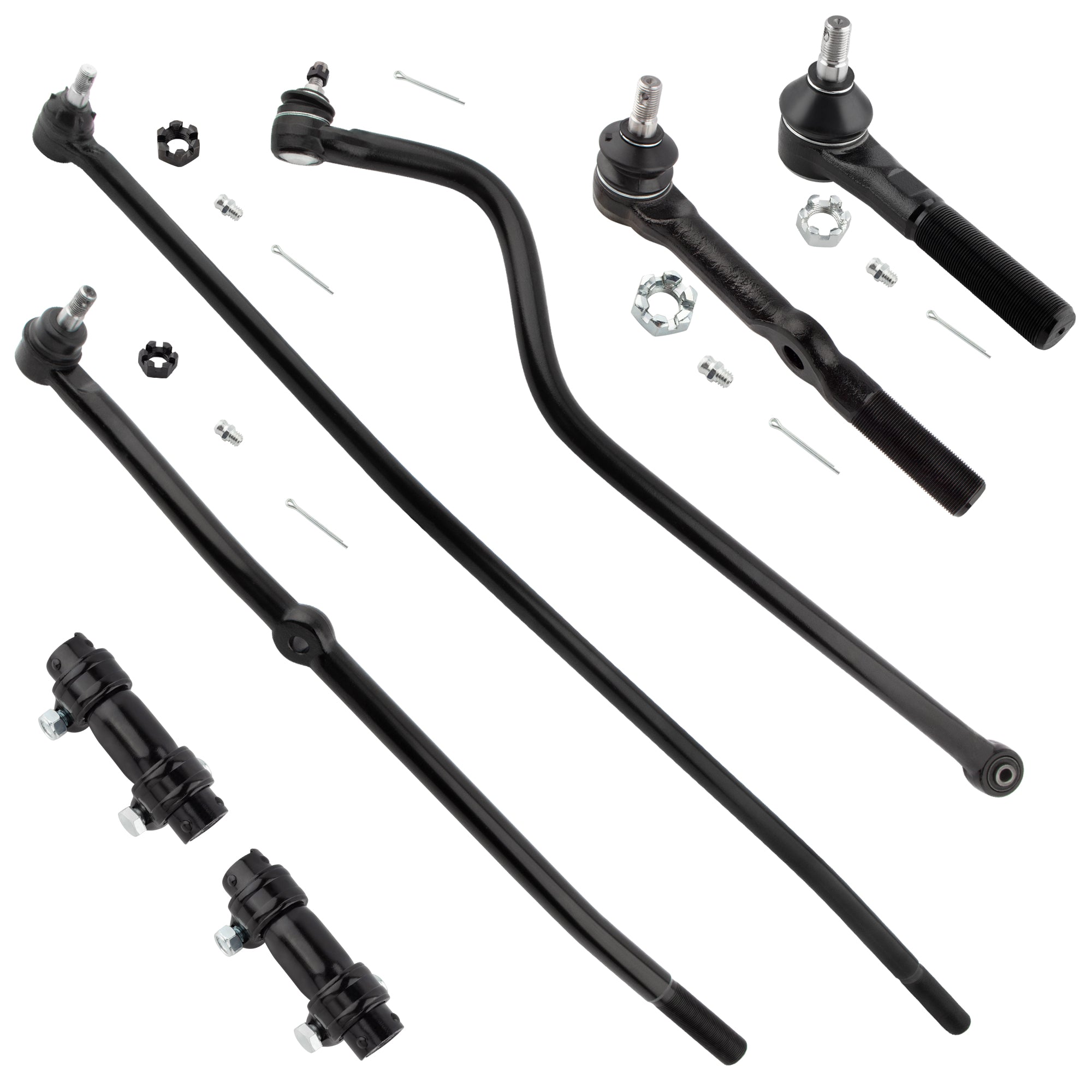 BOXI (Set of 7) Front Inner & Outer Tie Rods Track Bar Adjusting Sleeves Kit Fit for Dodge Ram 1500