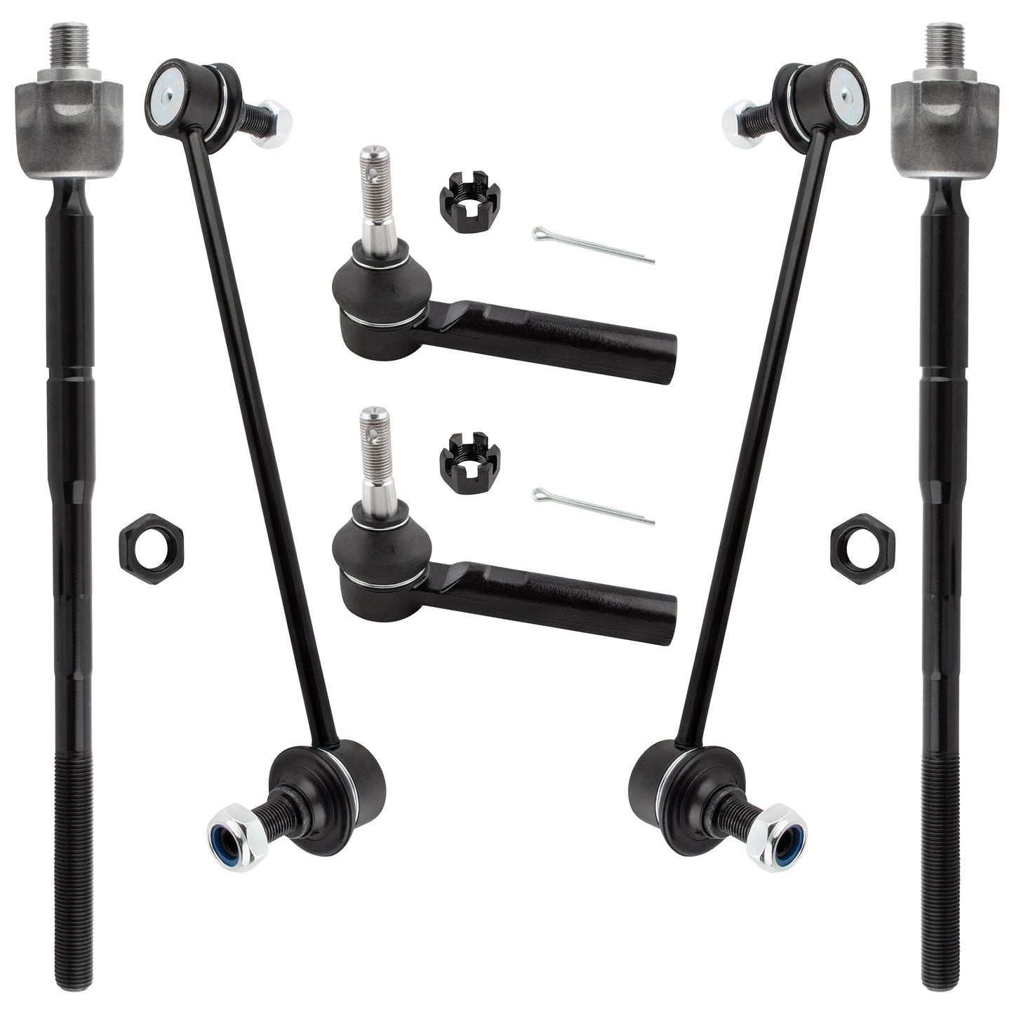 BOXI 6pcs Front Sway Bars Inner Outer Tie Rods Fit for Dodge Journey 2009 2010 2011 2012 2013 2014