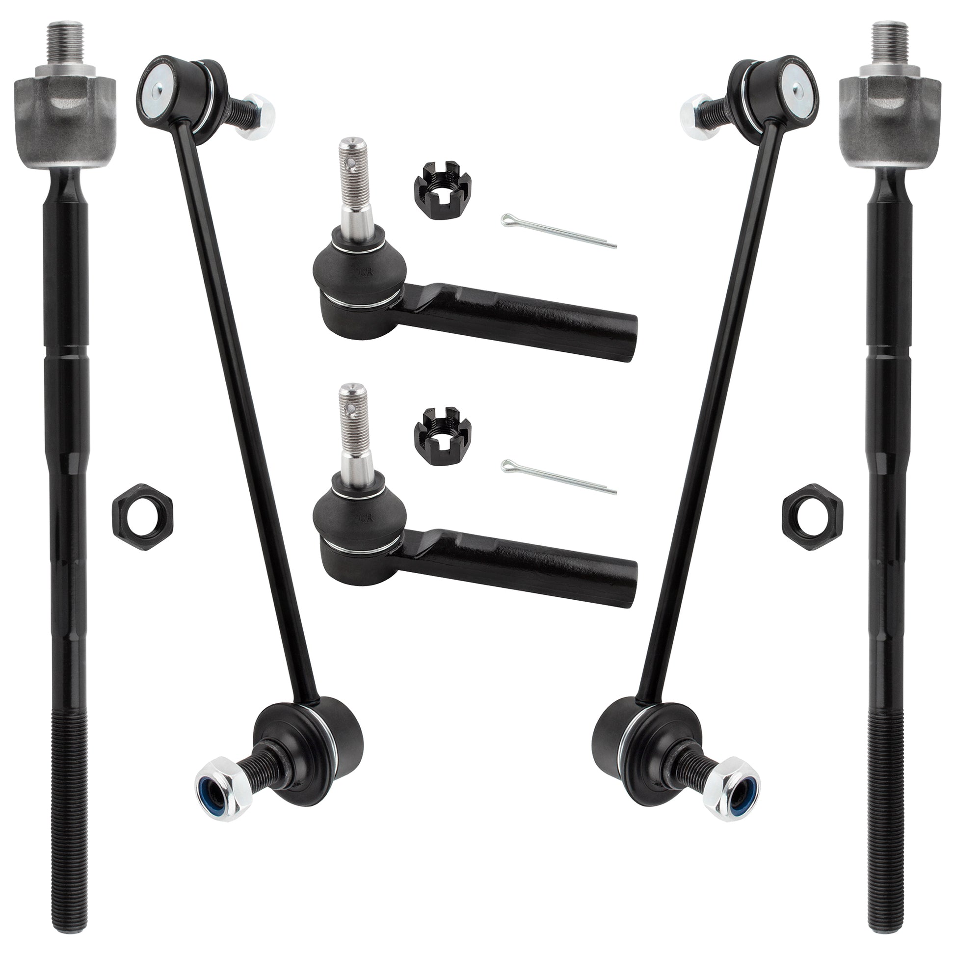 BOXI 6pcs Front Sway Bars Inner Outer Tie Rods Fit for Dodge Journey 2009 2010 2011 2012 2013 2014