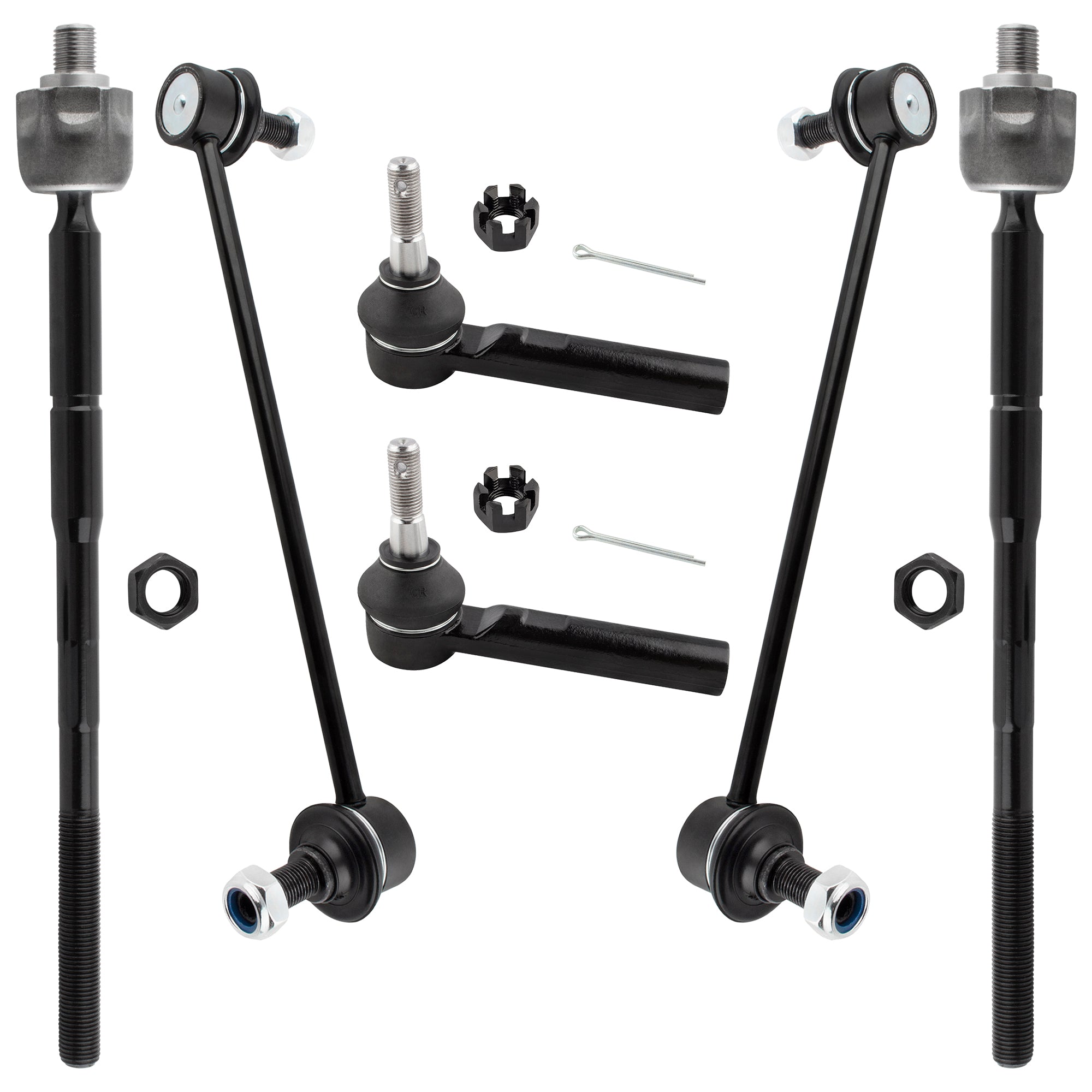 BOXI 6pcs Front Sway Bars Inner Outer Tie Rods Fit for Dodge Journey 2009 2010 2011 2012 2013 2014