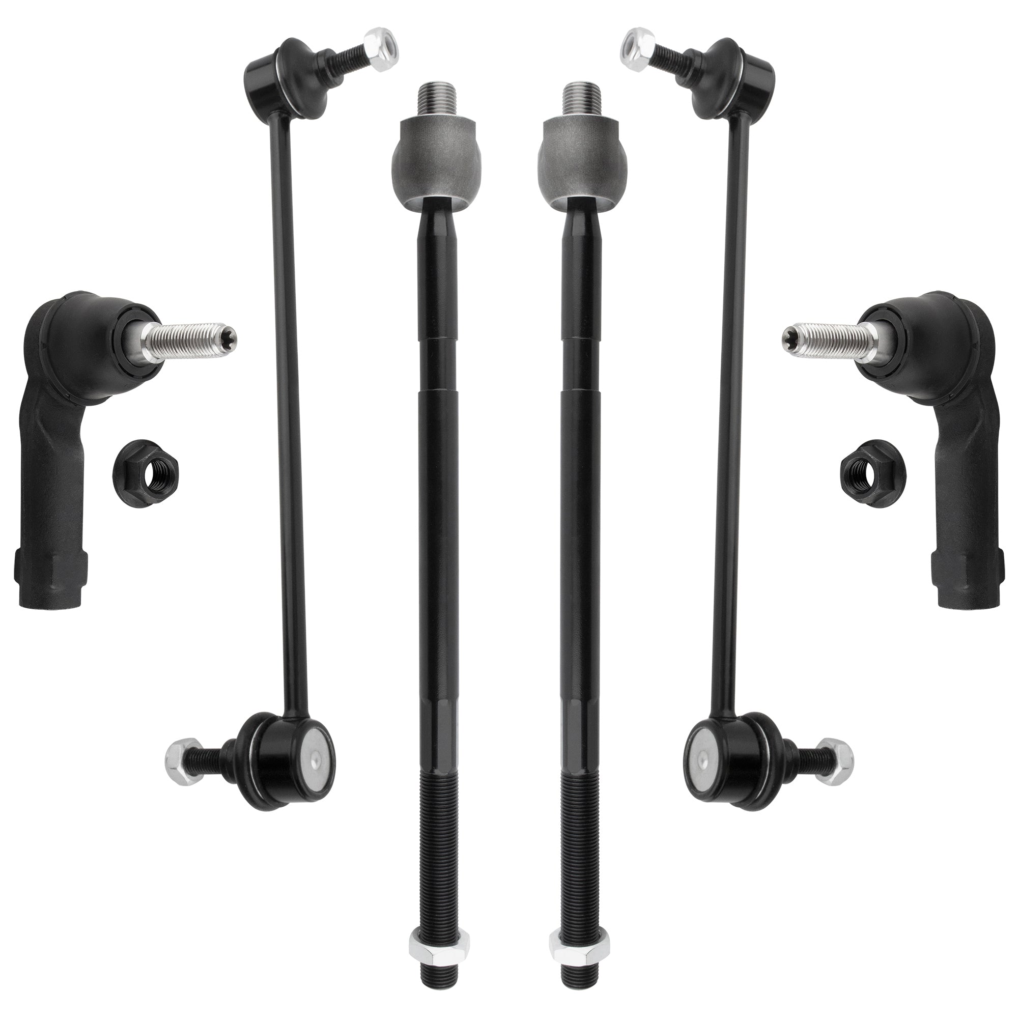 BOXI (Set of 6) Front Inner & Outer Tie Rods Ends + Sway Bar End Link Kit Driver and Passenger Side